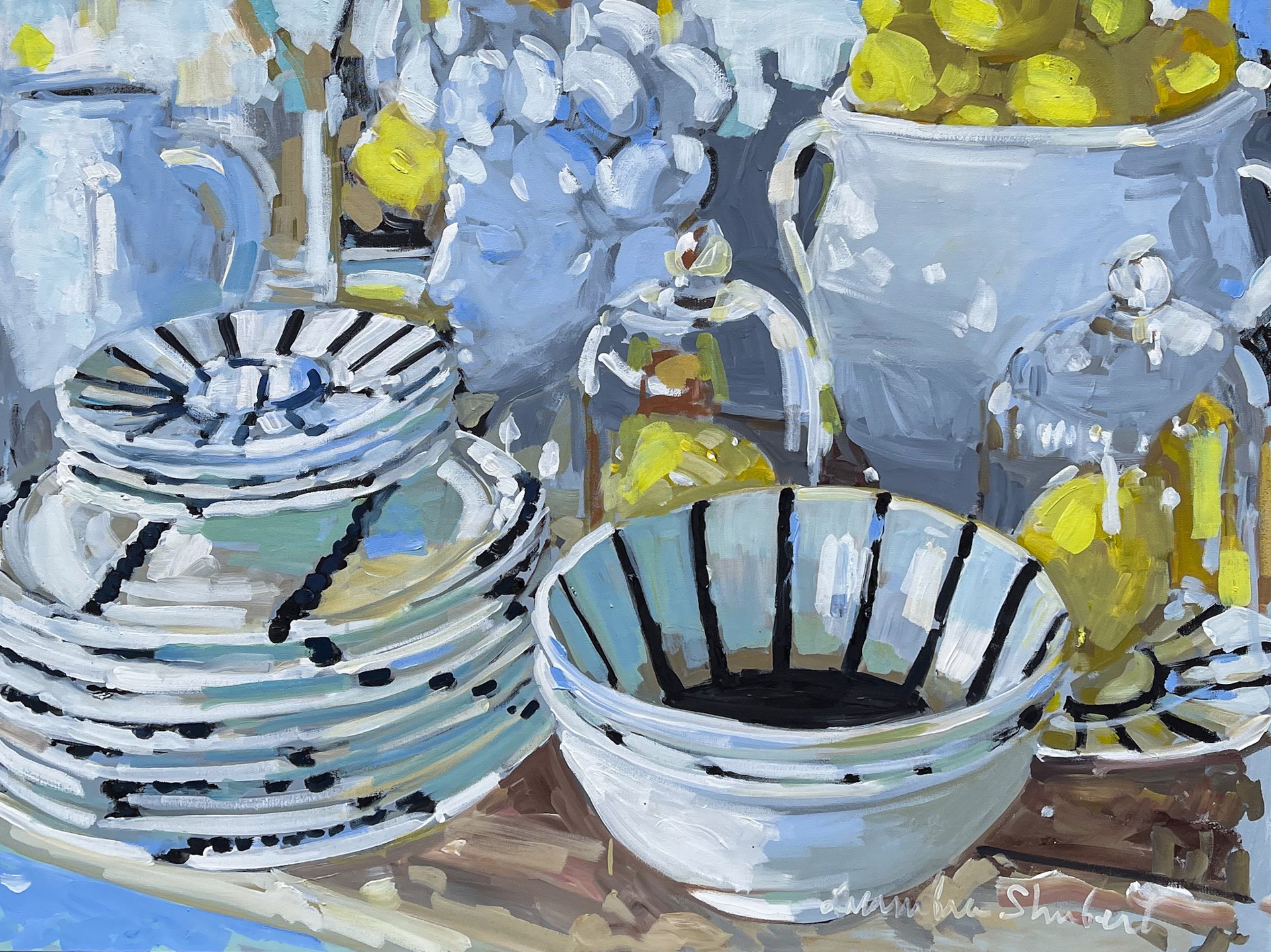 Black and White China With Lemons by Laura Lacambra Shubert