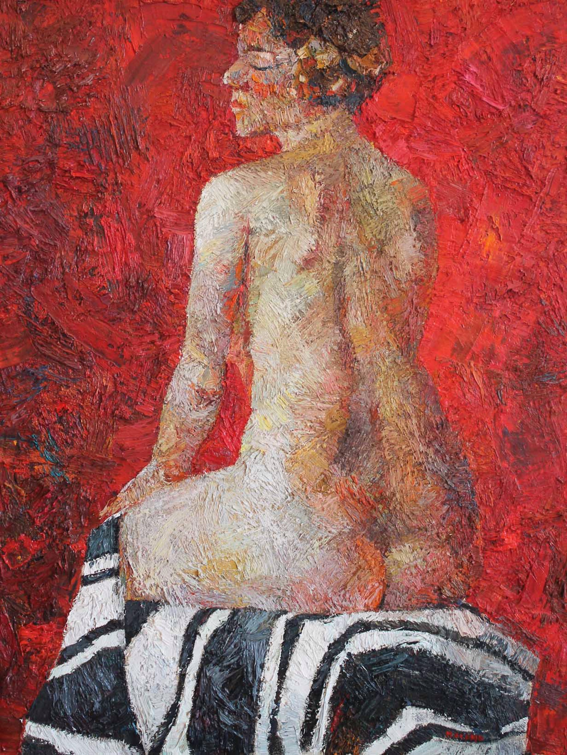 Nude on Red by Stefan Mocanu