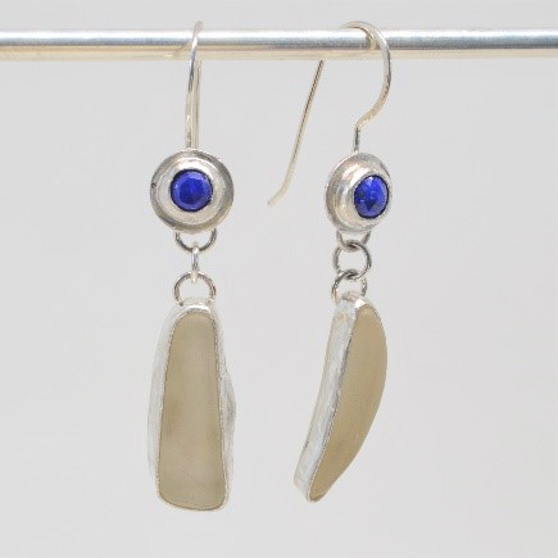 Lapis And Sea Glass Earrings by Leigh Griffin