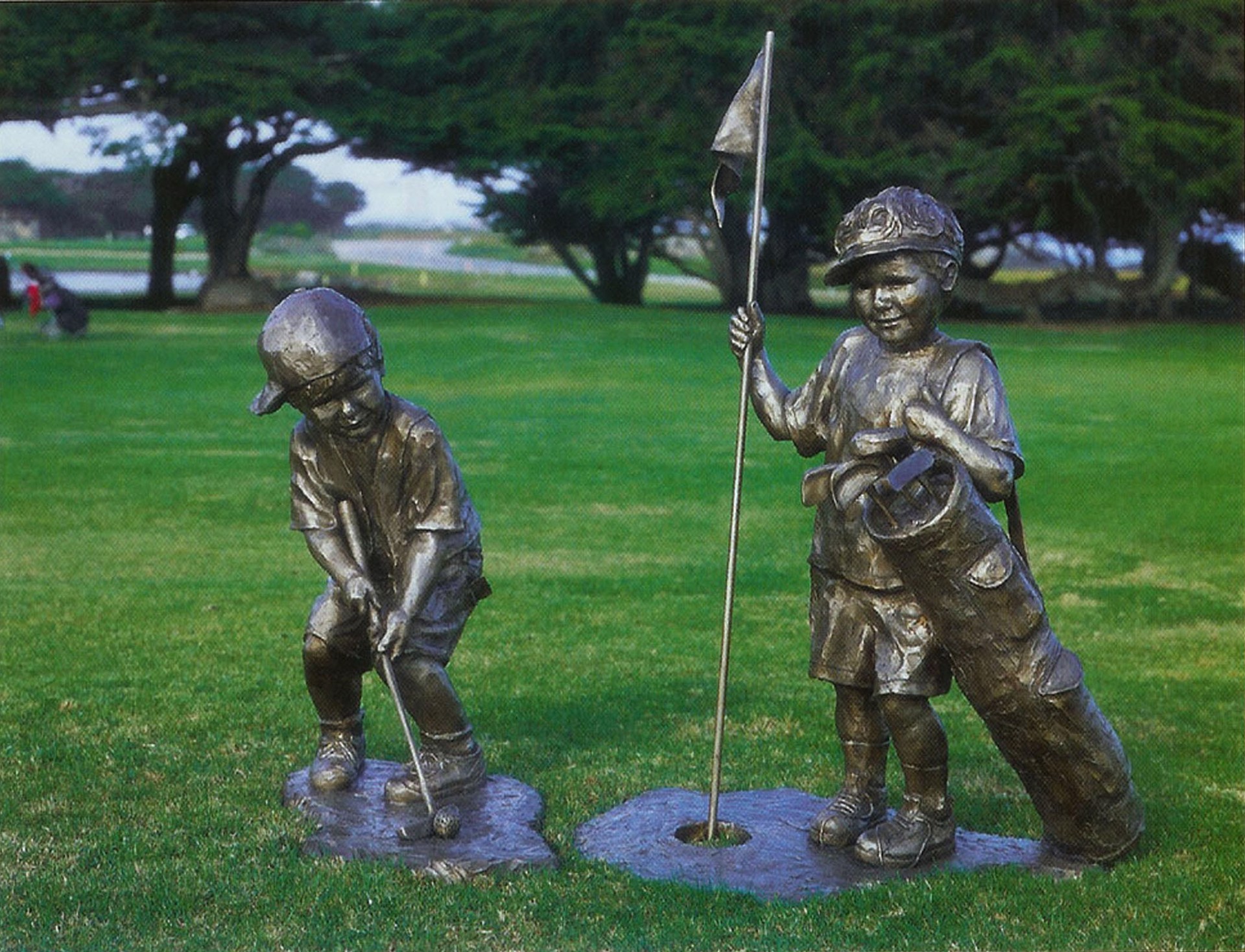Putter & Pulling the Flag (Life Size) by Corinne Hartley Sculpture