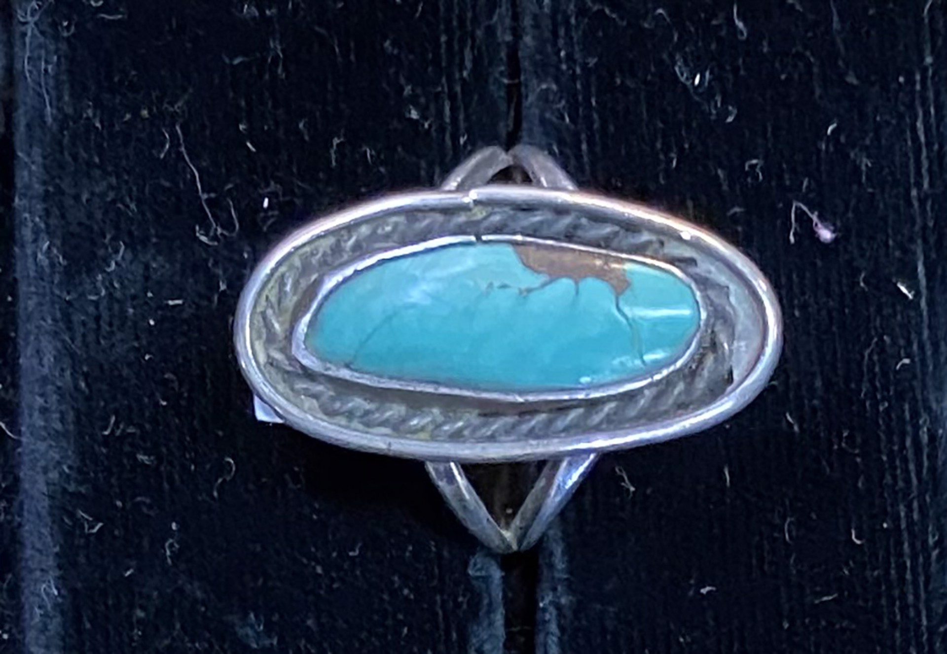 Green turq. silver ring,irregular stone  KB003 by Karen Bell