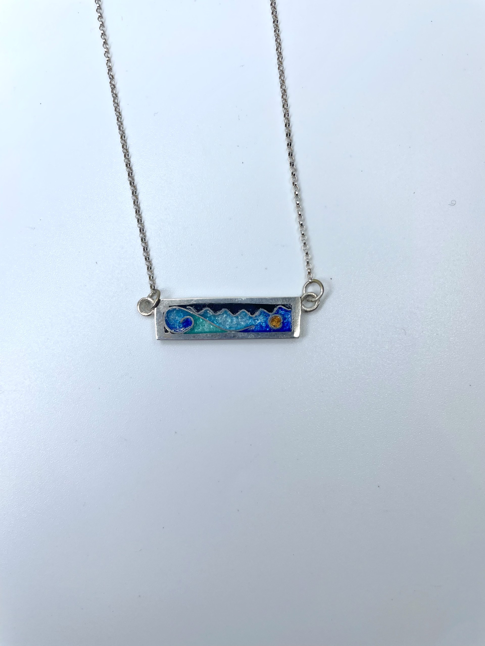 4138 Rectangle Necklace Ocean by Lanni