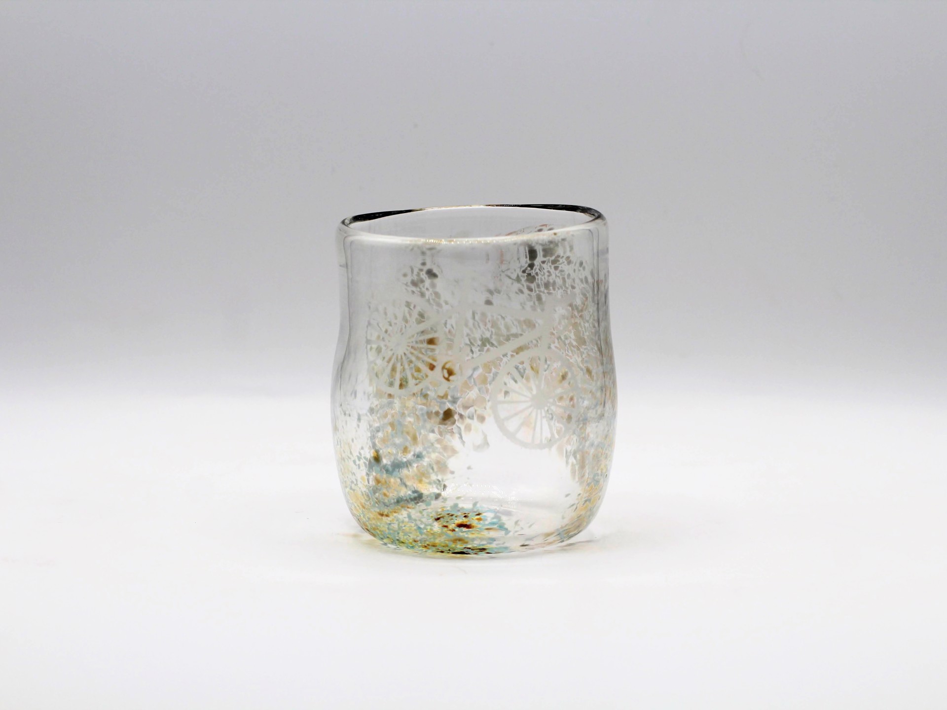 Bicycle Hand Blown Glass Cup - Light Blue by Katie Sisum