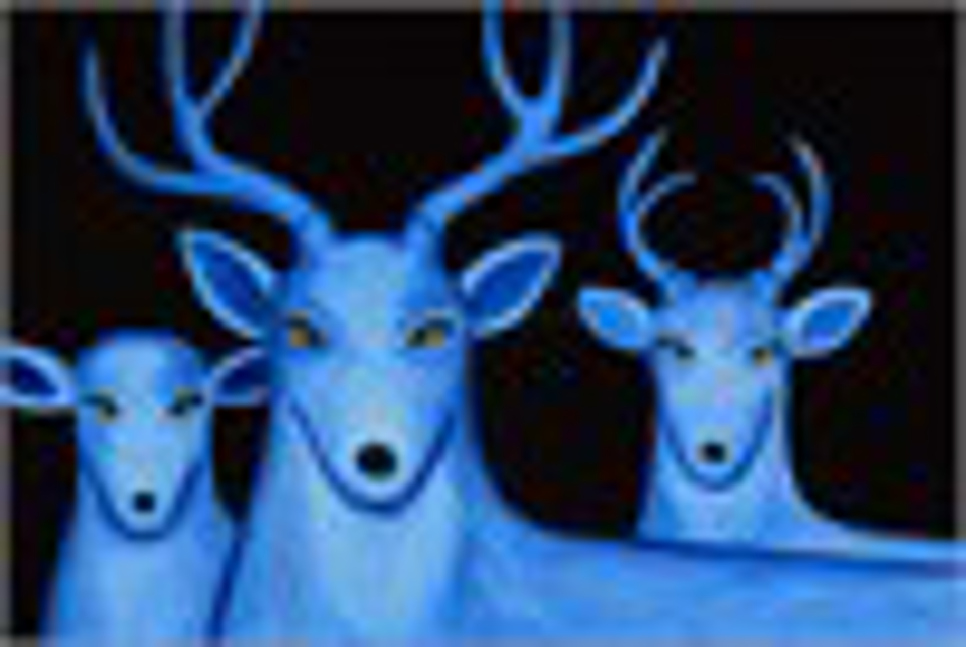 Night Sky/Three Blue Deer - MEDIUM Framed $2200 by Carole LaRoche