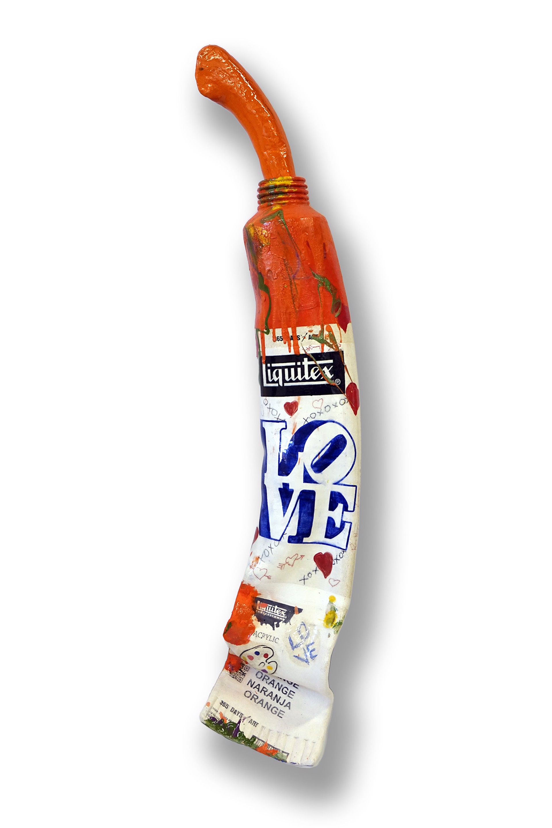 Orange Robert Indiana Paint Tube with Squirt by Ray Gross