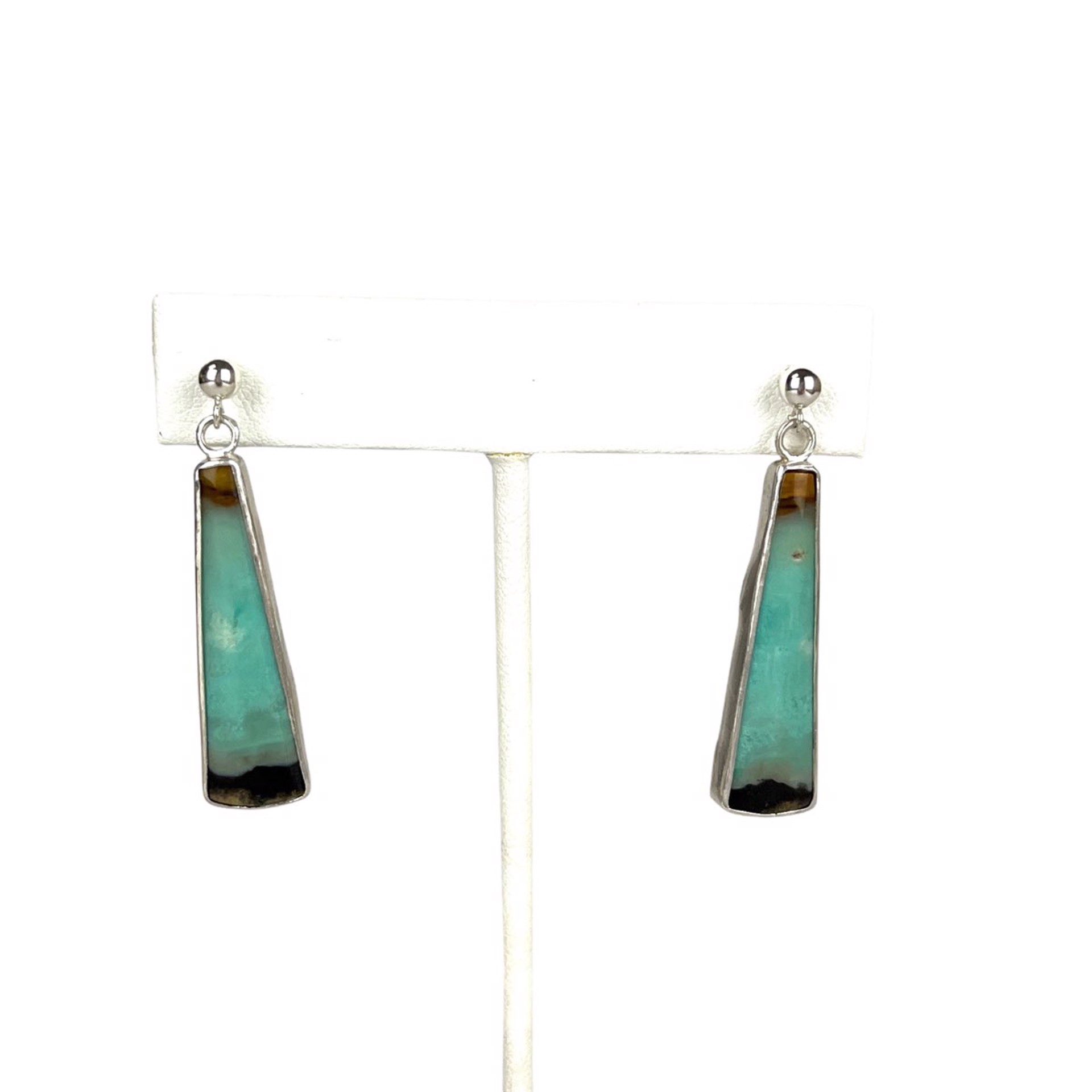 Opalized Petrified Wood and Sterling Silver Earrings by Nola Smodic