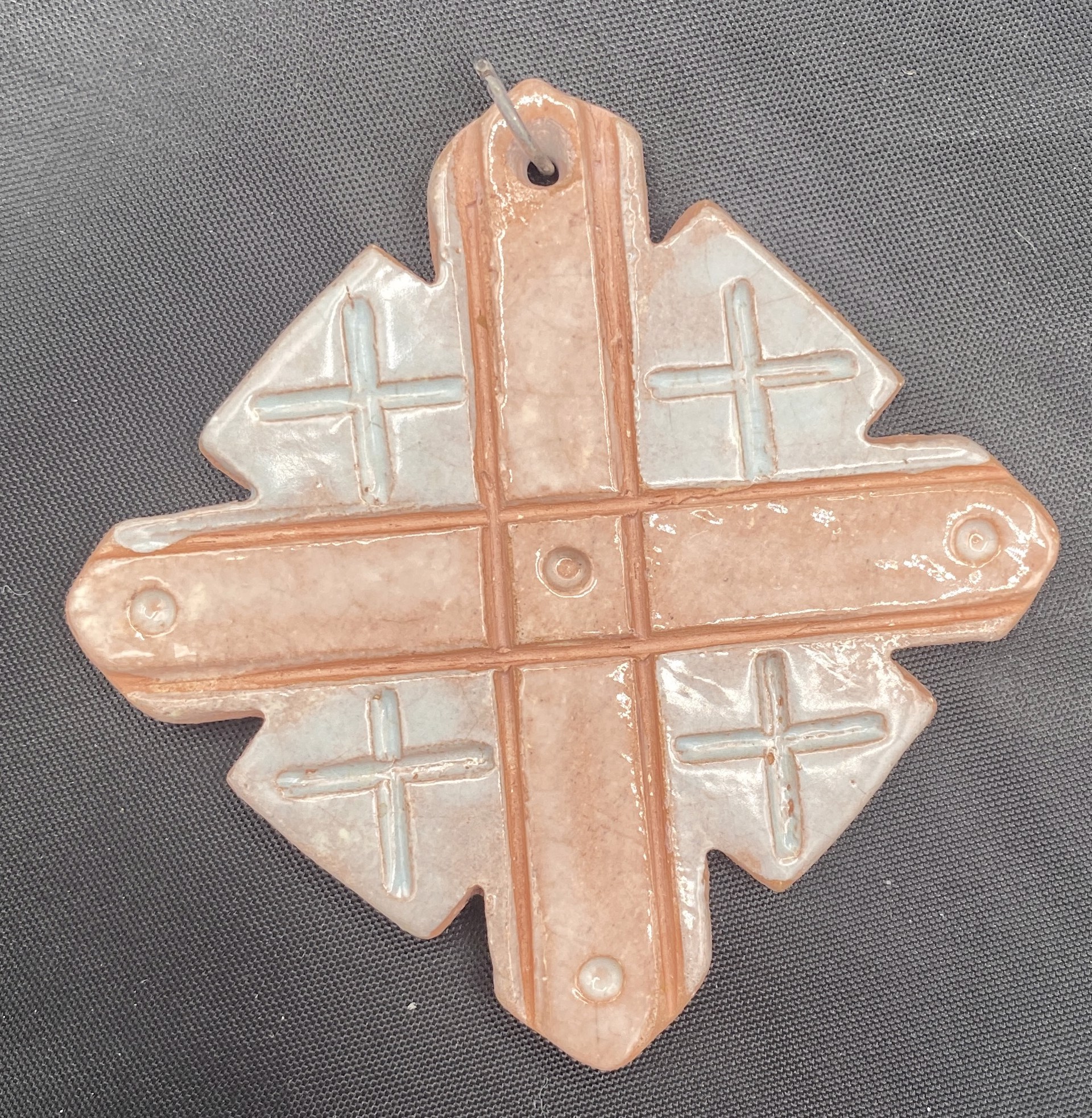 2.5" White and Pink Cross Pendant by Stella Sullivan