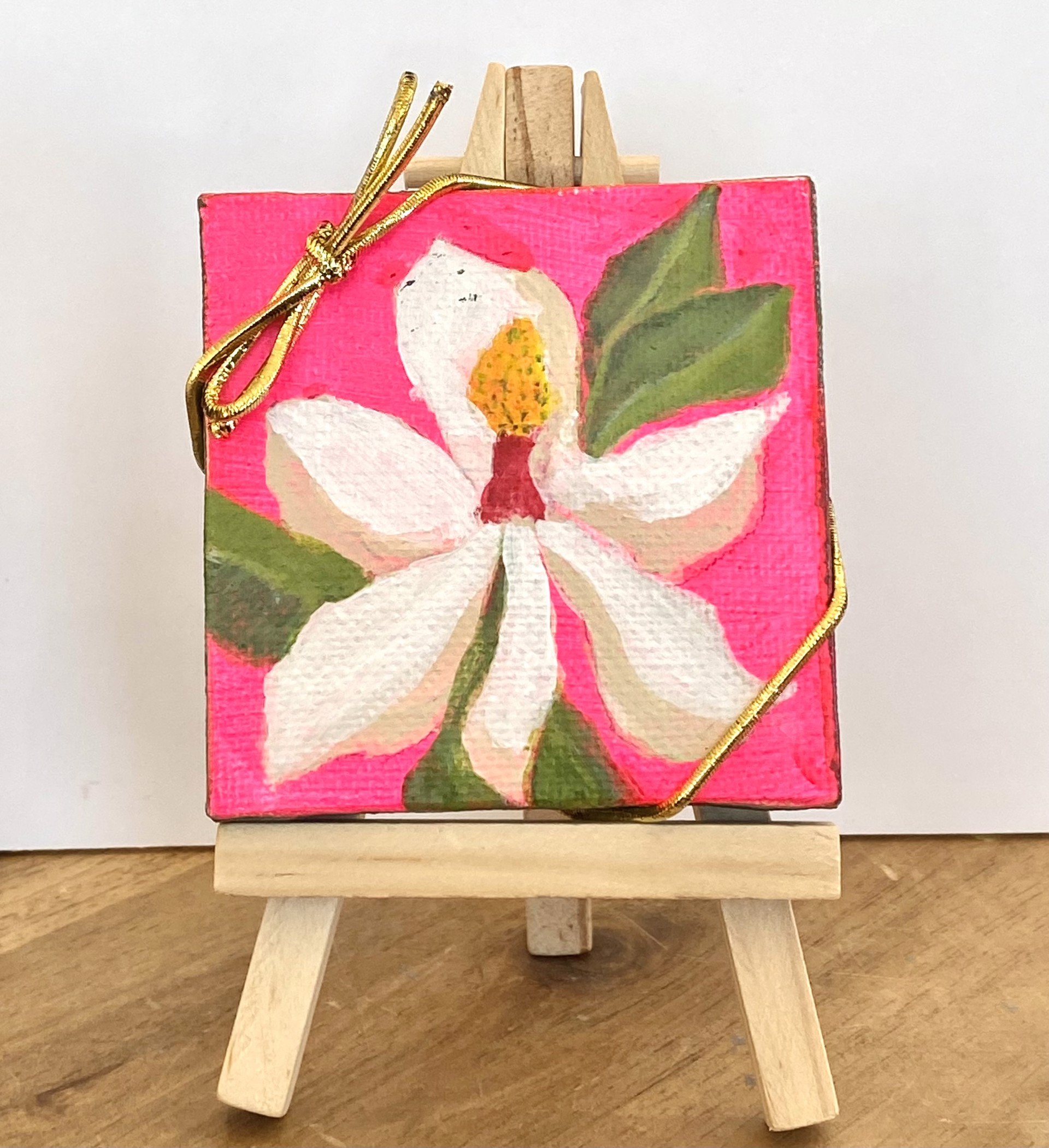 Pink Magnolia Mini Painting #1 by Elke Briuer