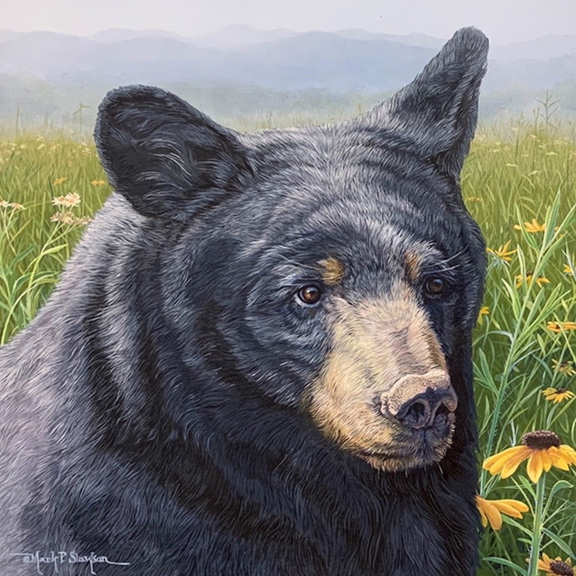 "Devoted to Blossom" - Mother Black Bear Spring Portrait by Mark Slawson