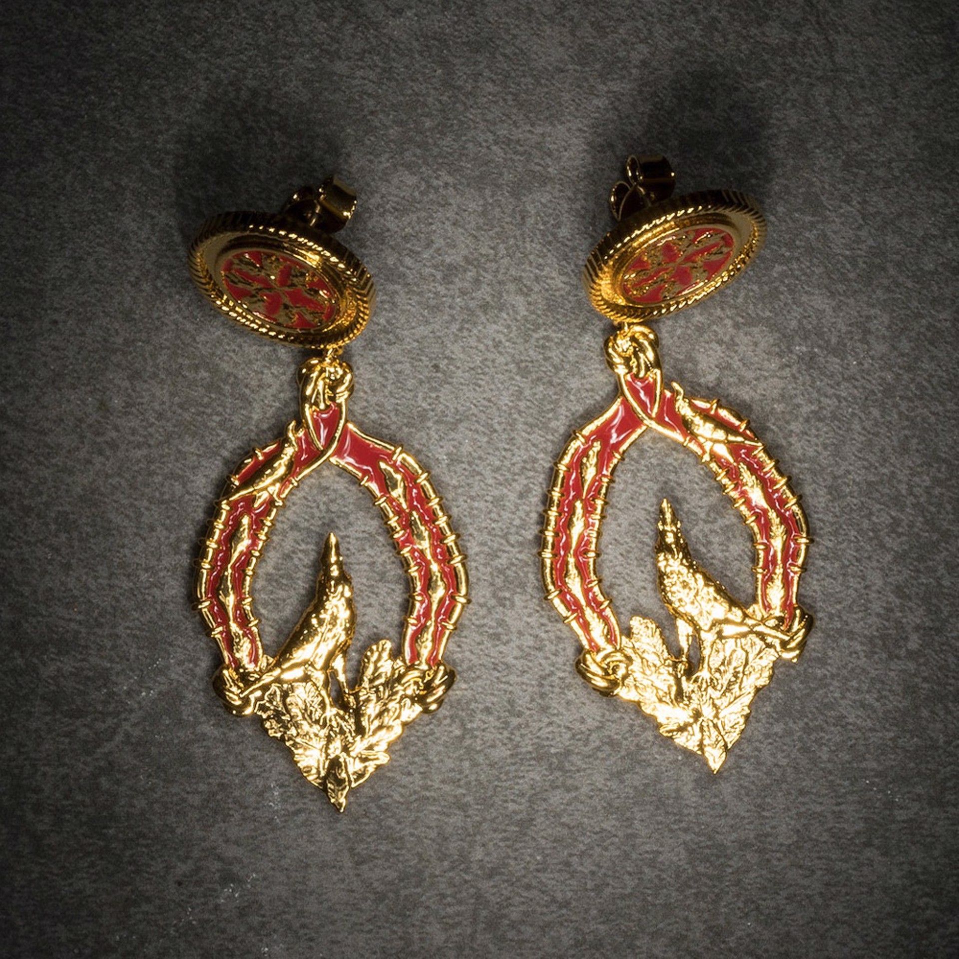 Vigor Earrings Classic - Gold and Red by Angela Mia