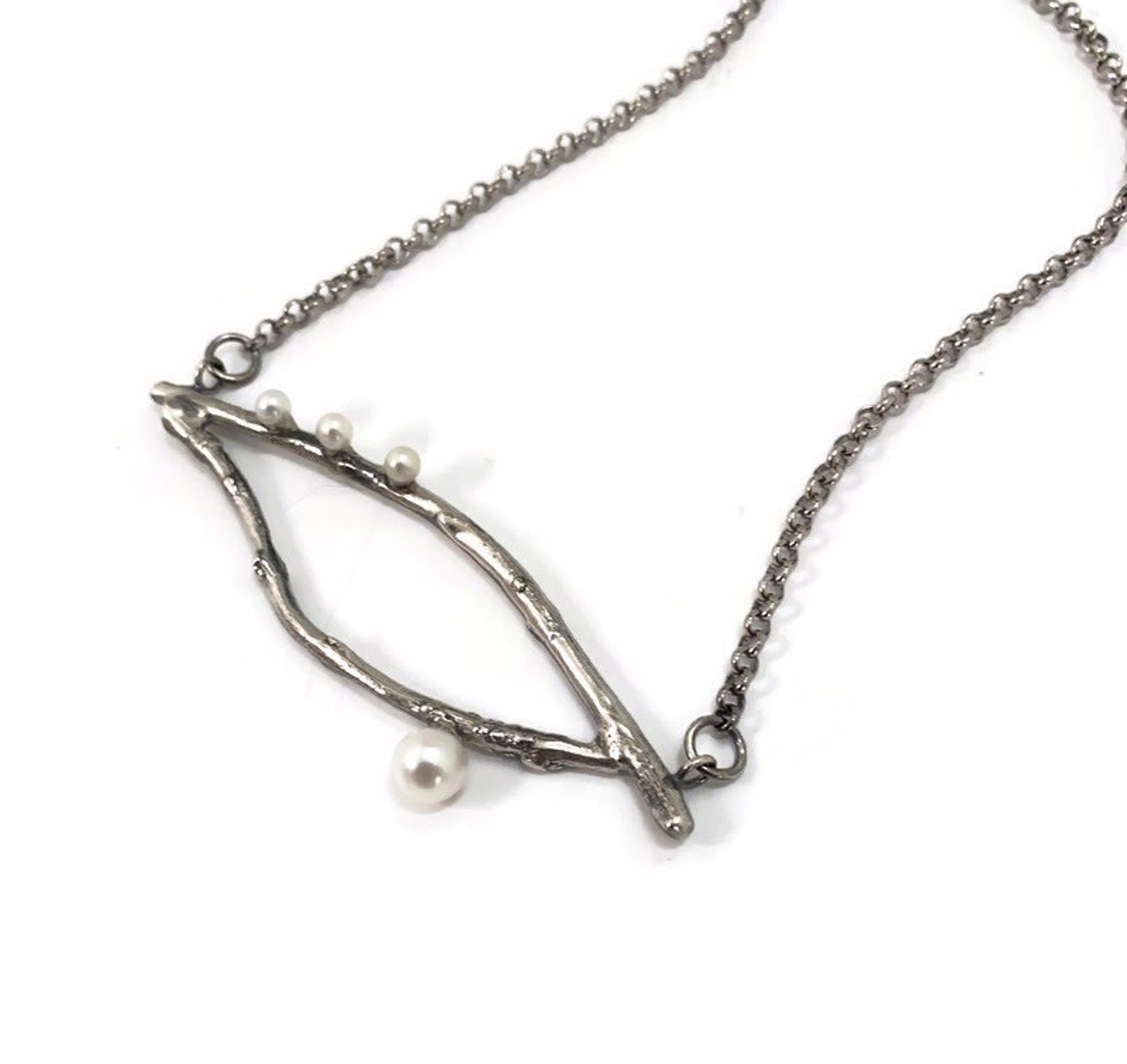 Horizontal Branch Pearl Necklace by Karla Hackman