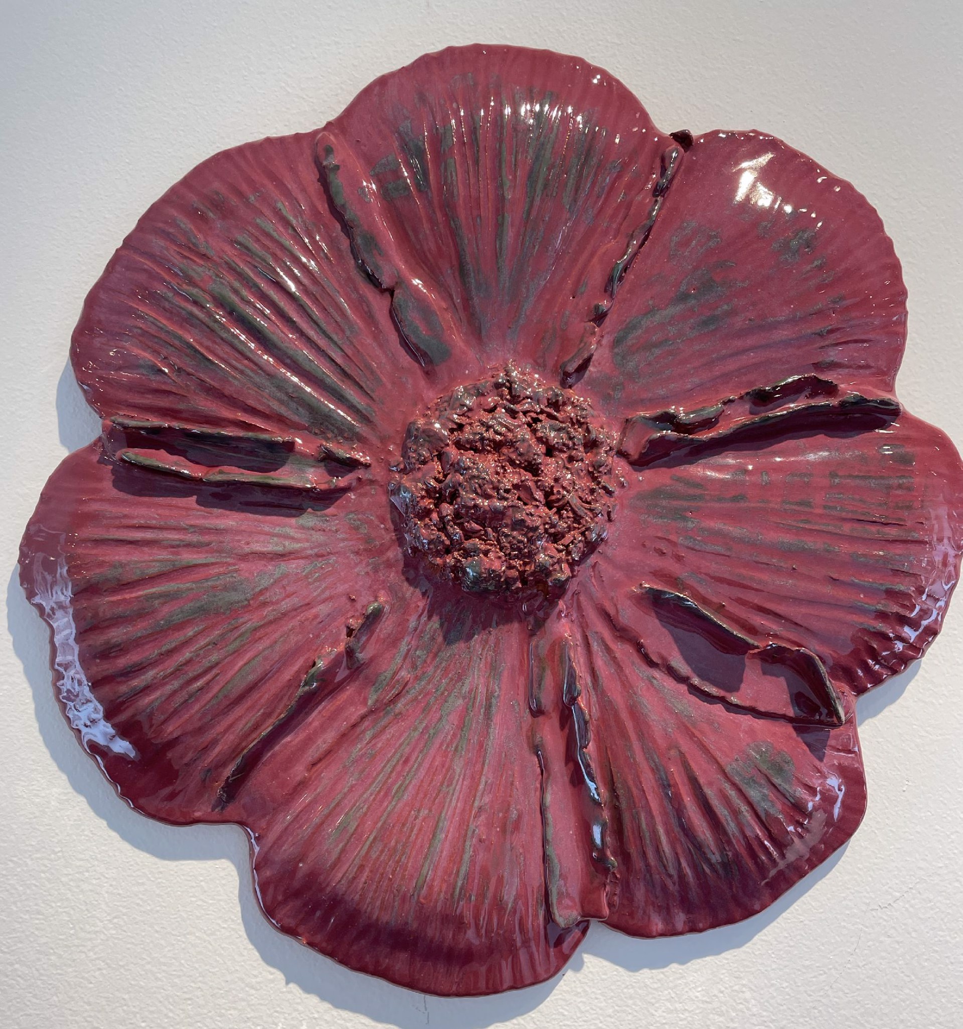 Flower Red/Metallic 12"" by Jill Rothenberg-Simmons