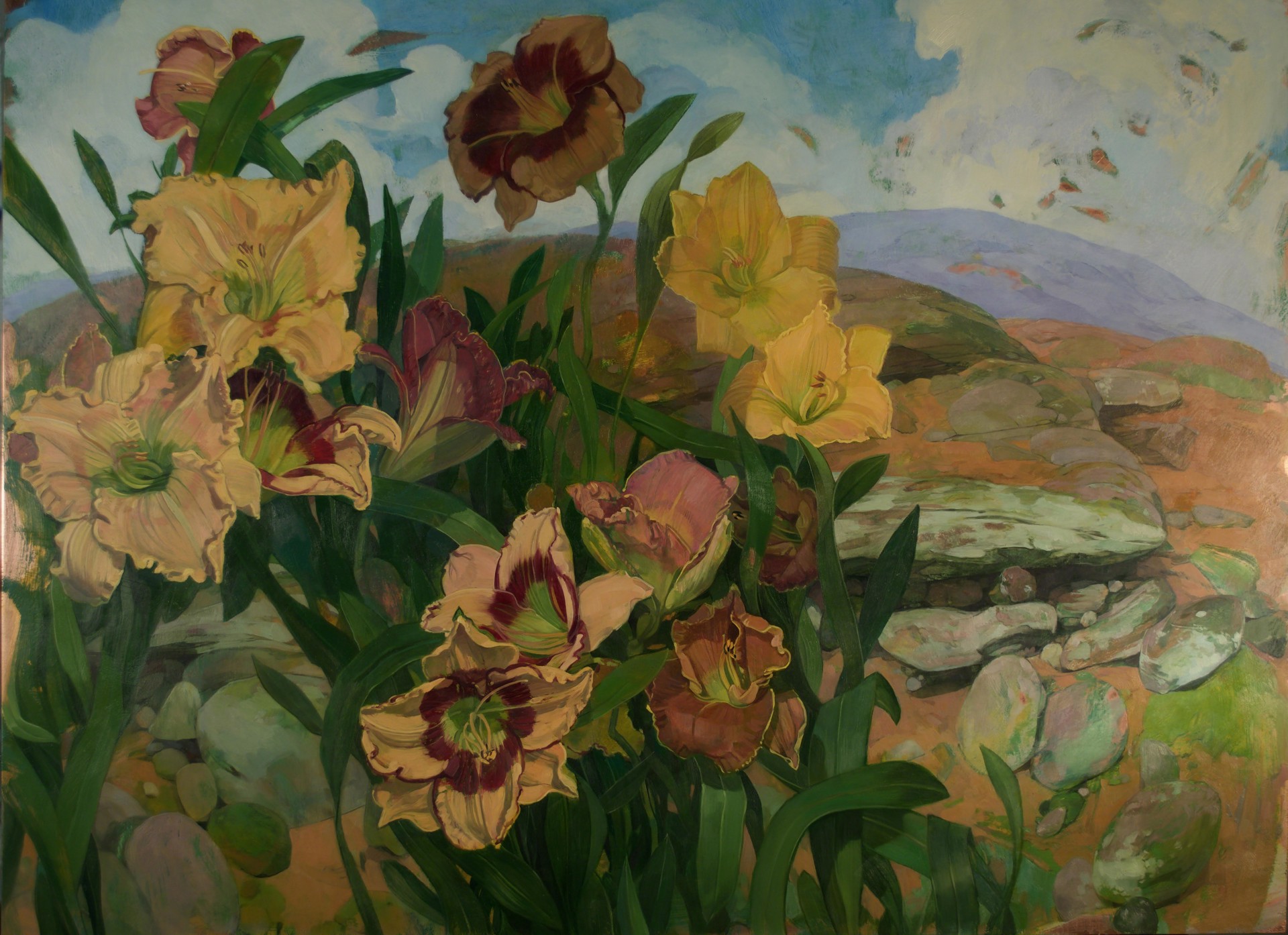 Day Lilies in a Landscape by Benjamin J. Shamback