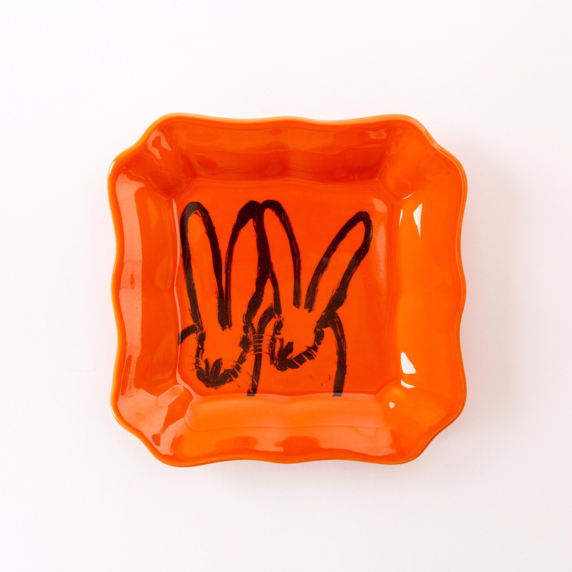 Bunny Portrait Plate - Orange by Hunt Slonem (Hop Up Shop)