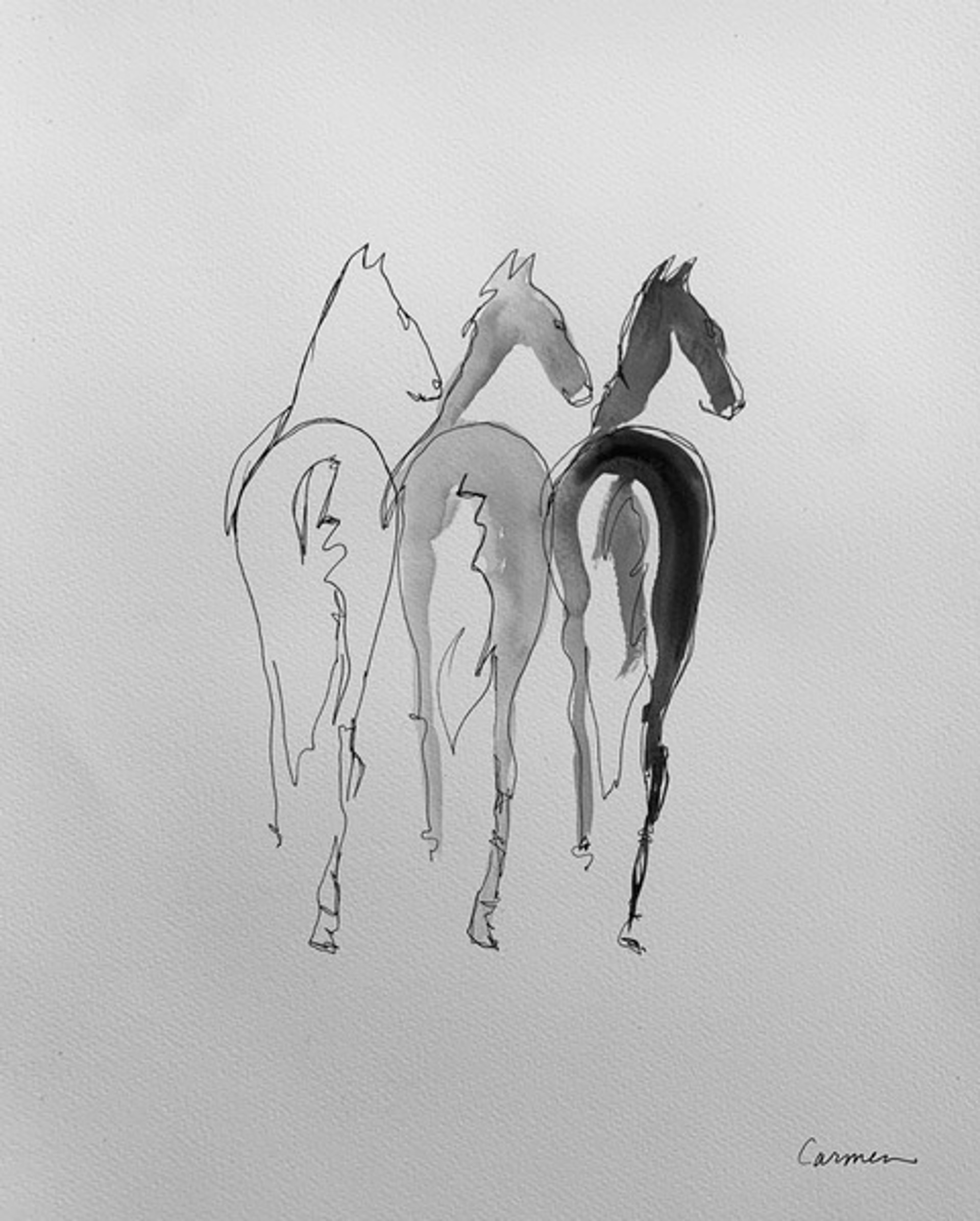 Horse Trio by Carmen Crawford
