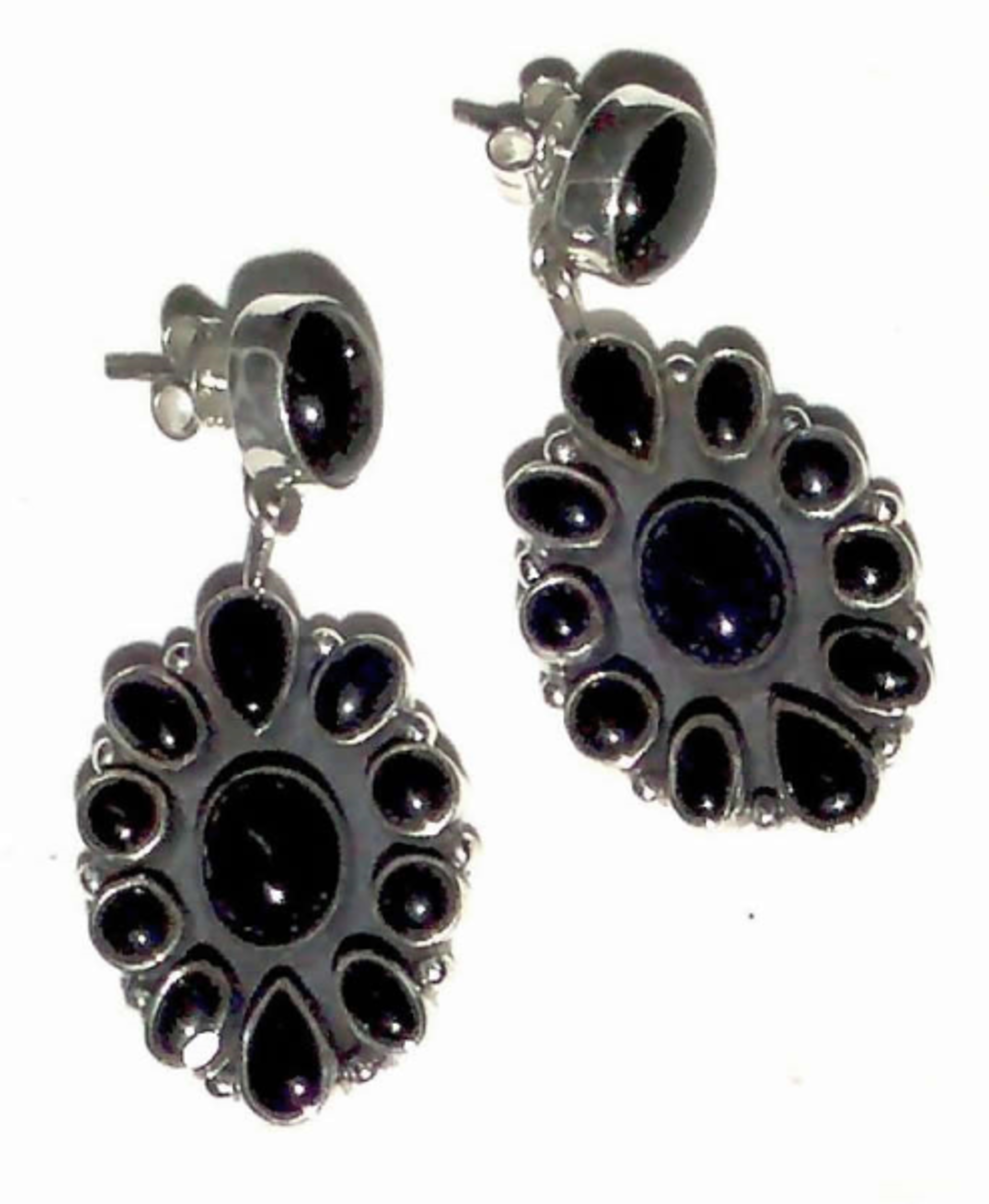 Earrings - Onyx Flower set in Sterling Silver by Dan Dodson