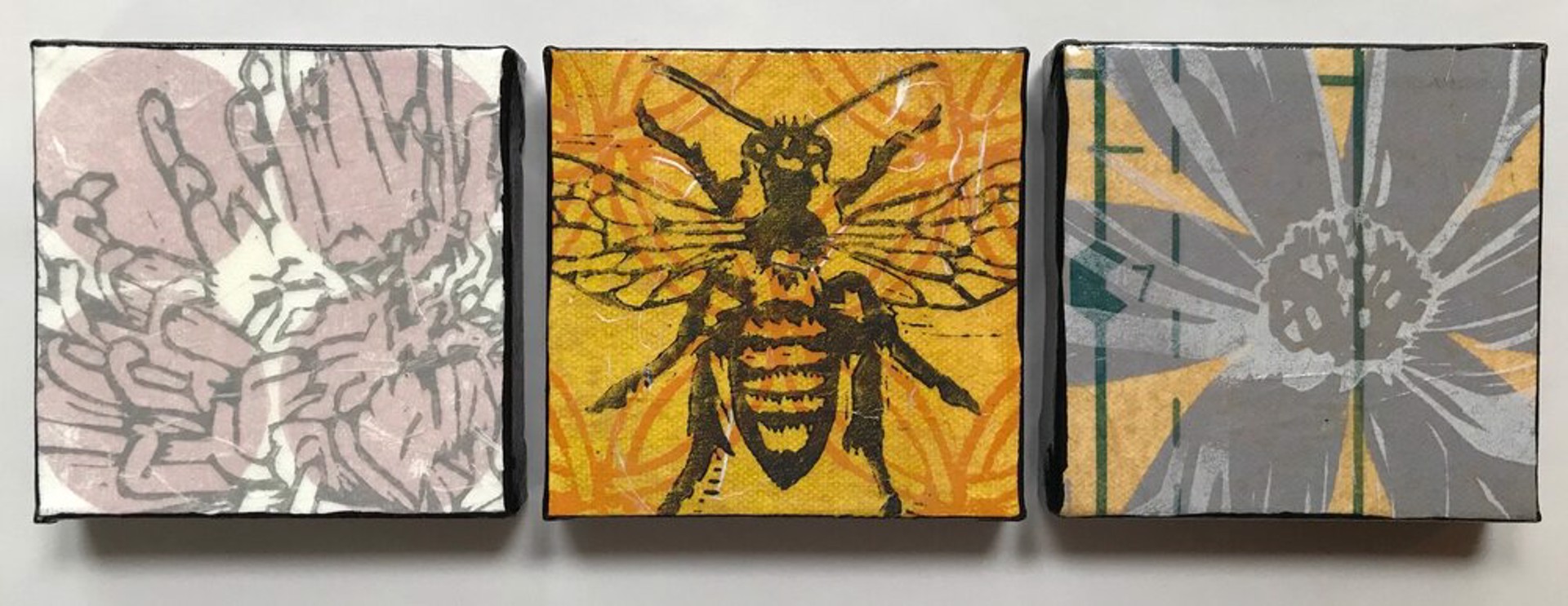 Flowers & Bee Trio (Set of 3) by Kathrine Allen Guest Artist