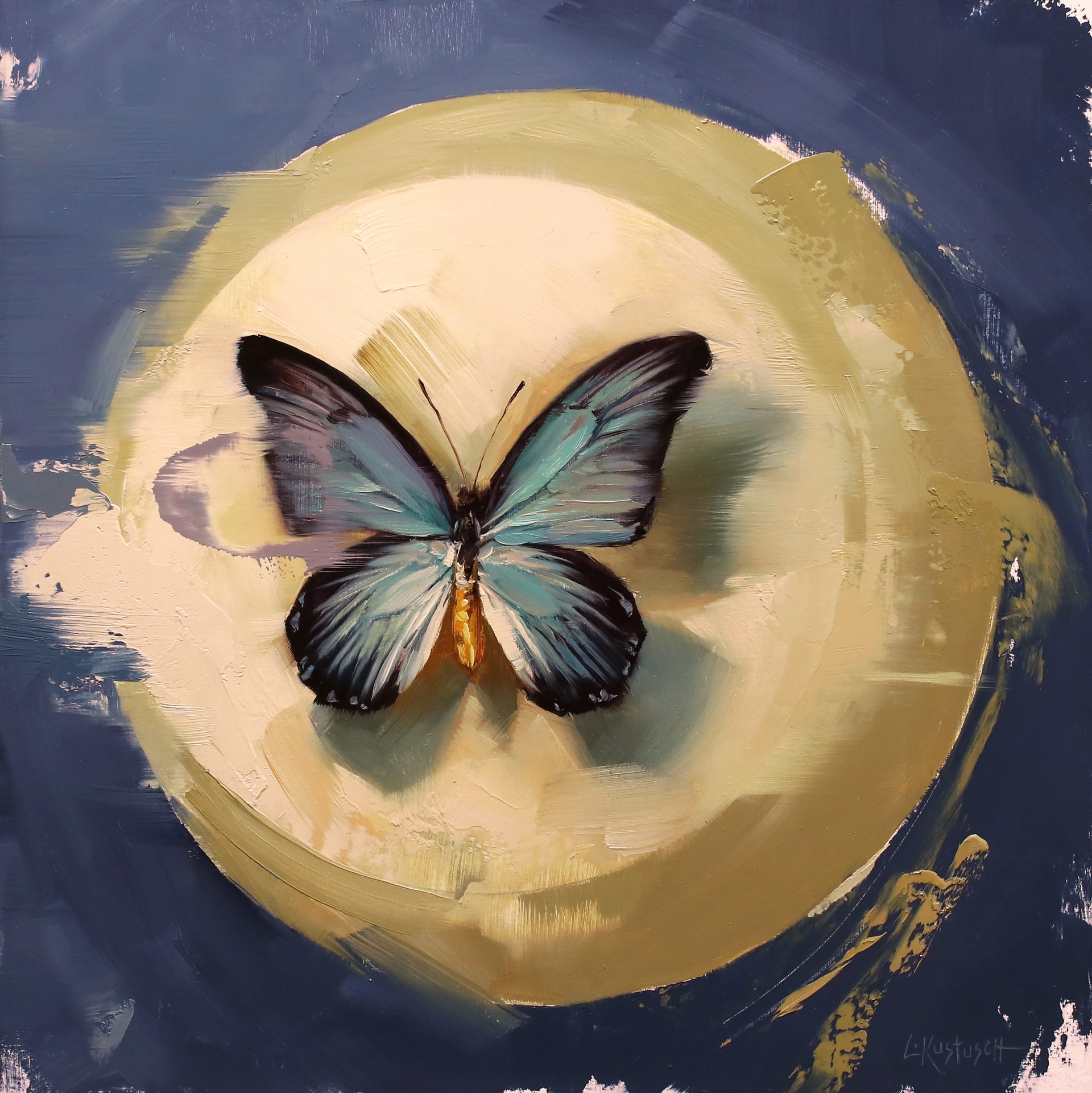 The Giant Blue Swallowtail on Shades of Indigo by Lindsey Kustusch