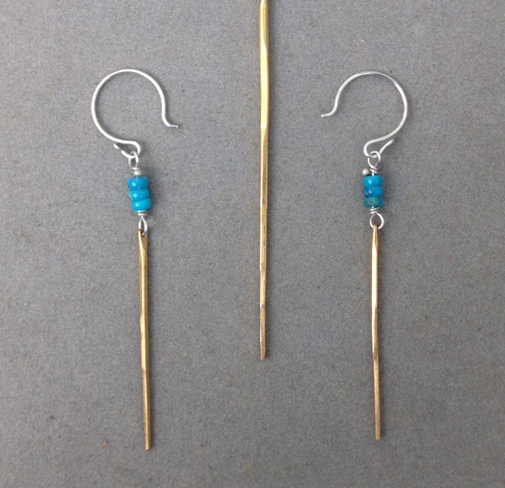 Turquoise Spine Earring - Brass by Clementine & Co. Jewelry