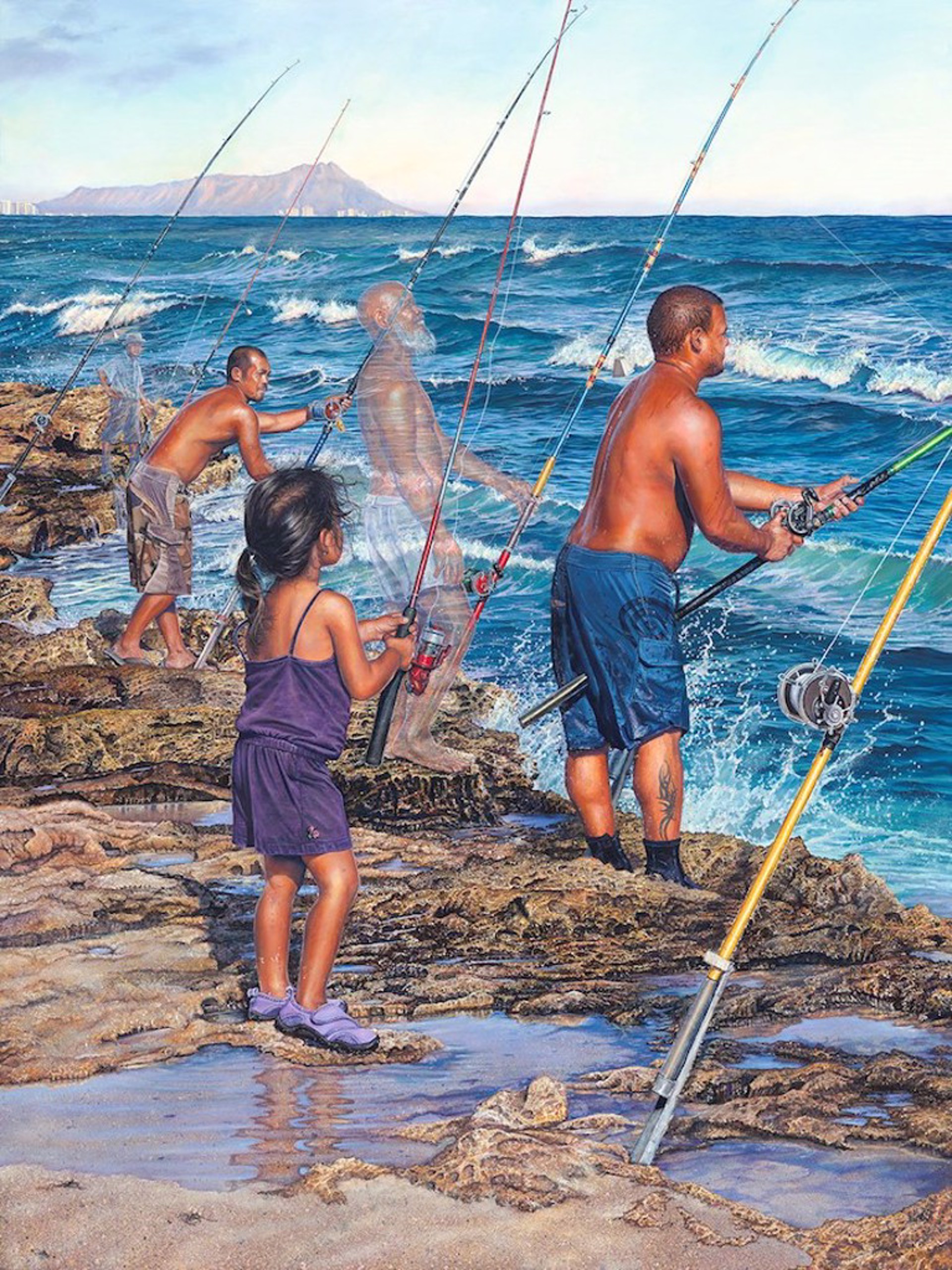 Shoreline Fishing - Kupali (AP) (FRAMED) by Leohone Magno