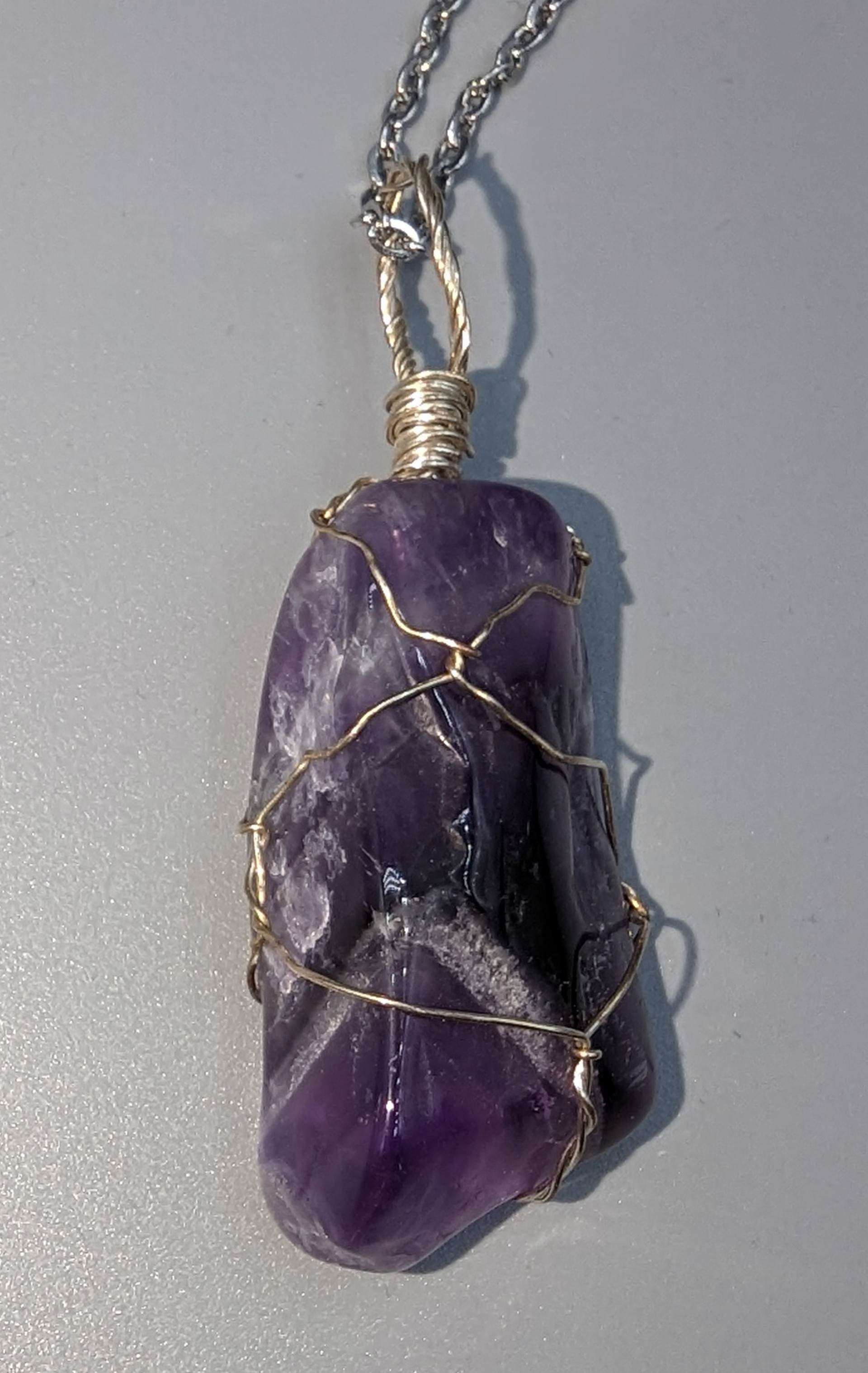 Amethyst Pendant w/stainless steel chain by Betty Binder