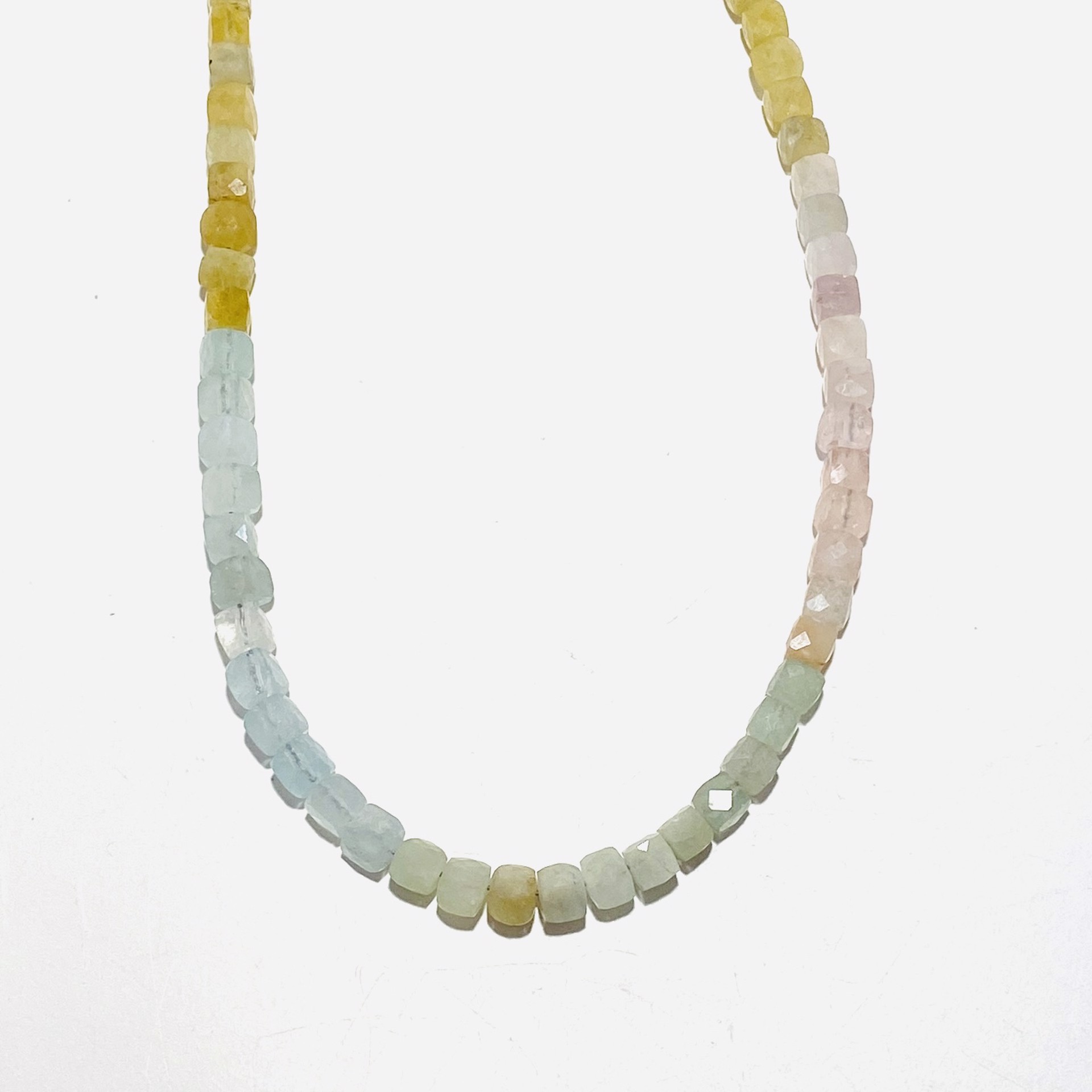 Aquamarine Cubes Strand Necklace by Nance Trueworthy