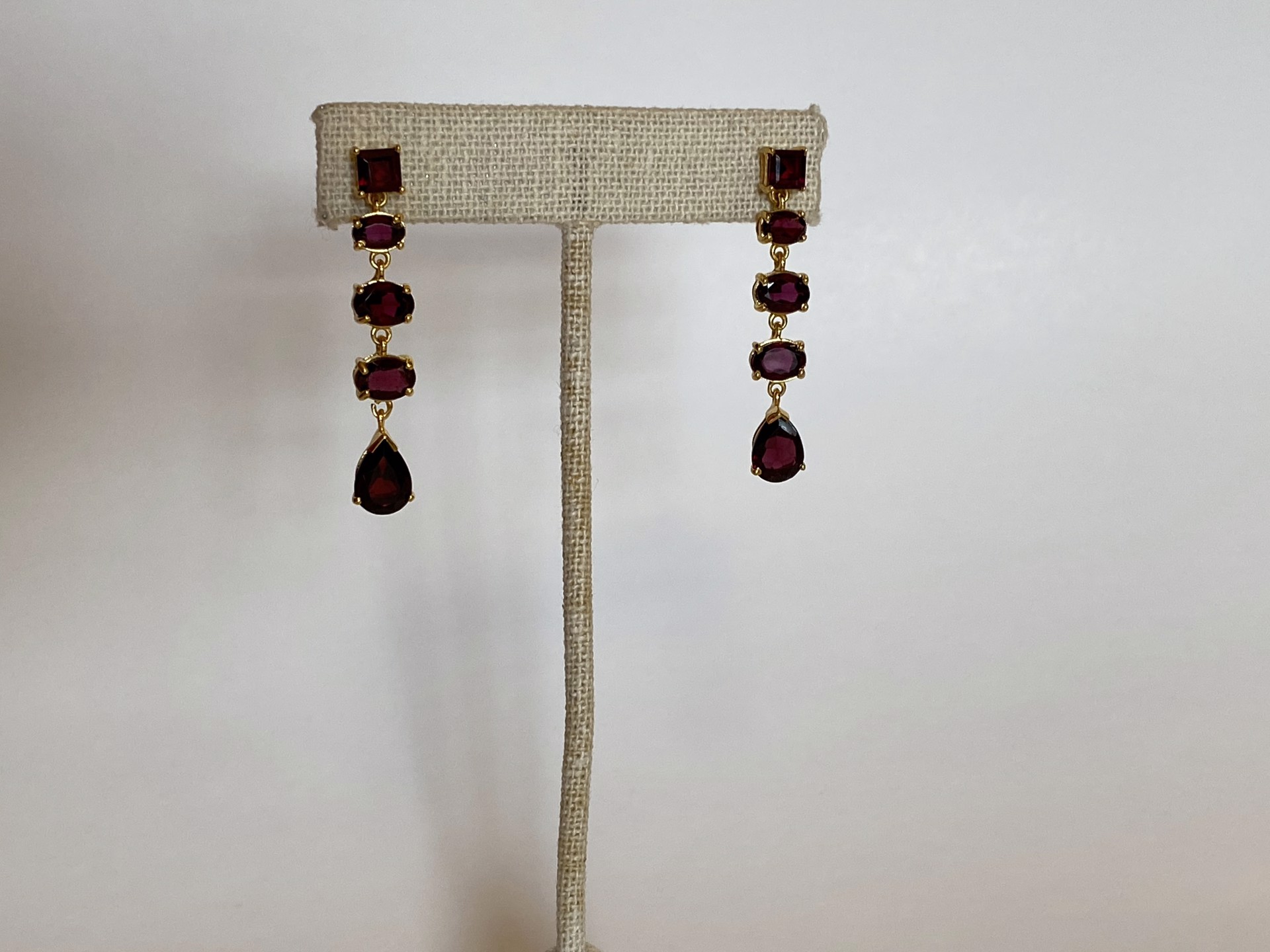 Uma 5 Stone Drop Earrings - Garnet by J.Catma