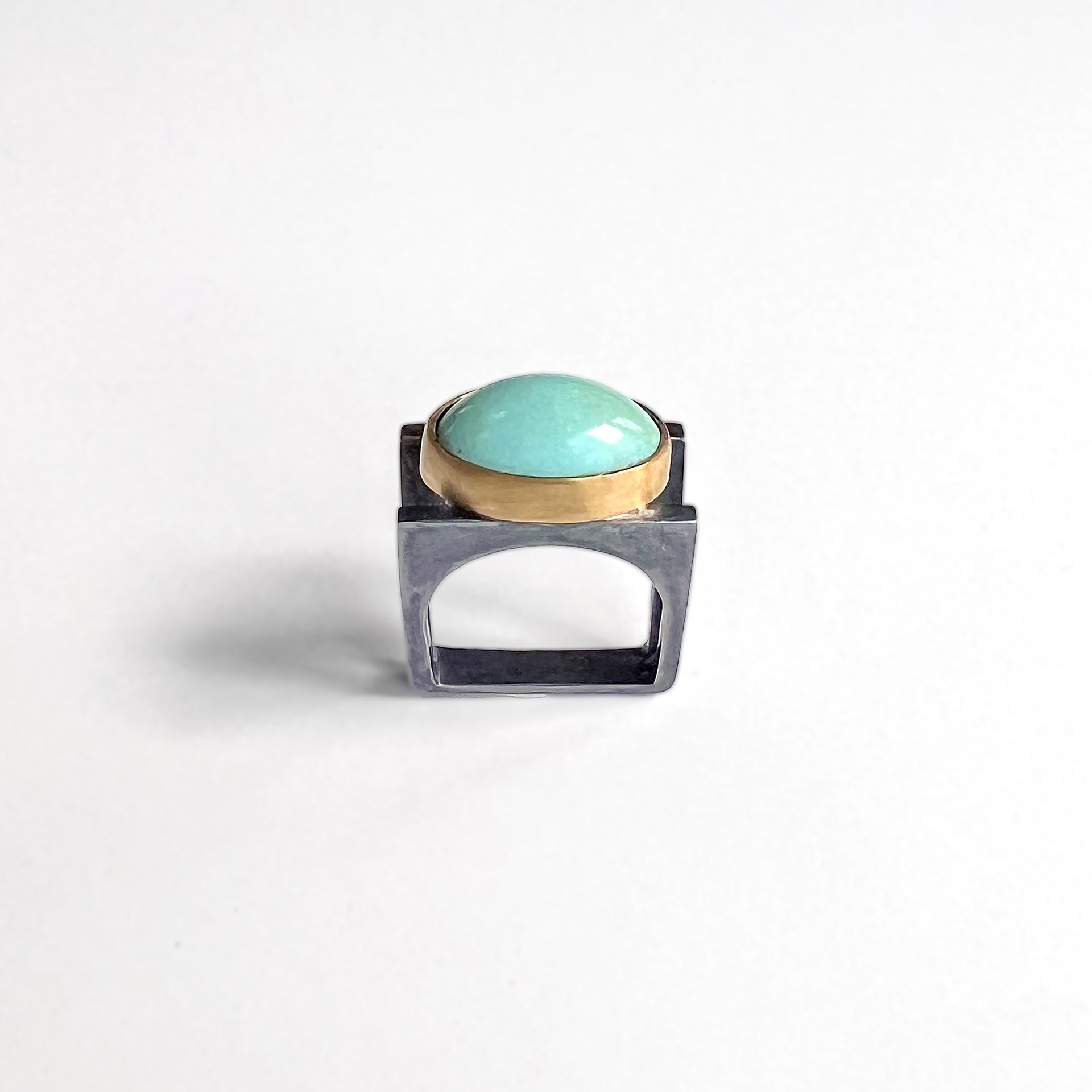 Turquoise & Gold Split Ring by Amerinda Alpern