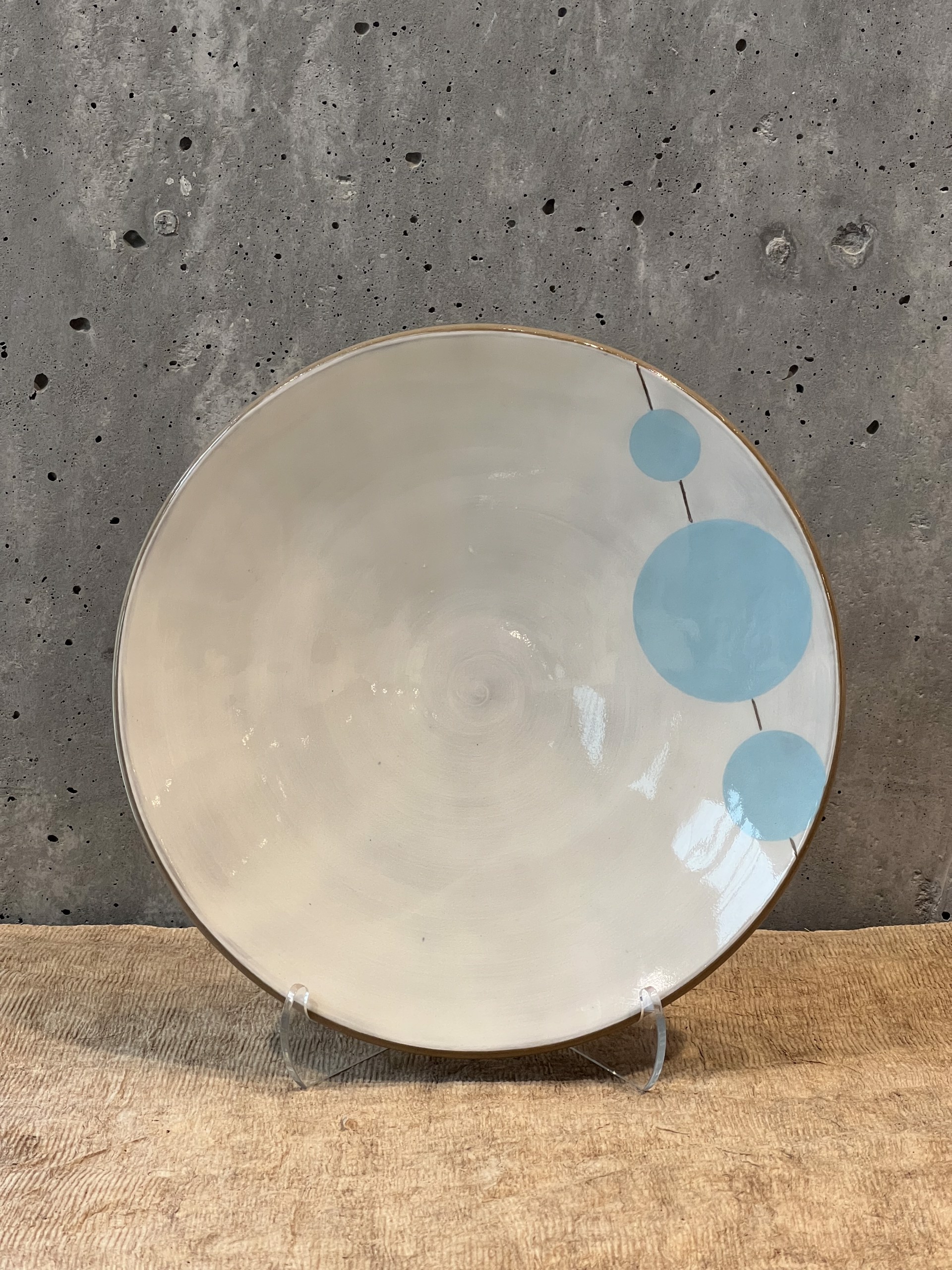 Three Blue Dots Bowl by Doug Schroder