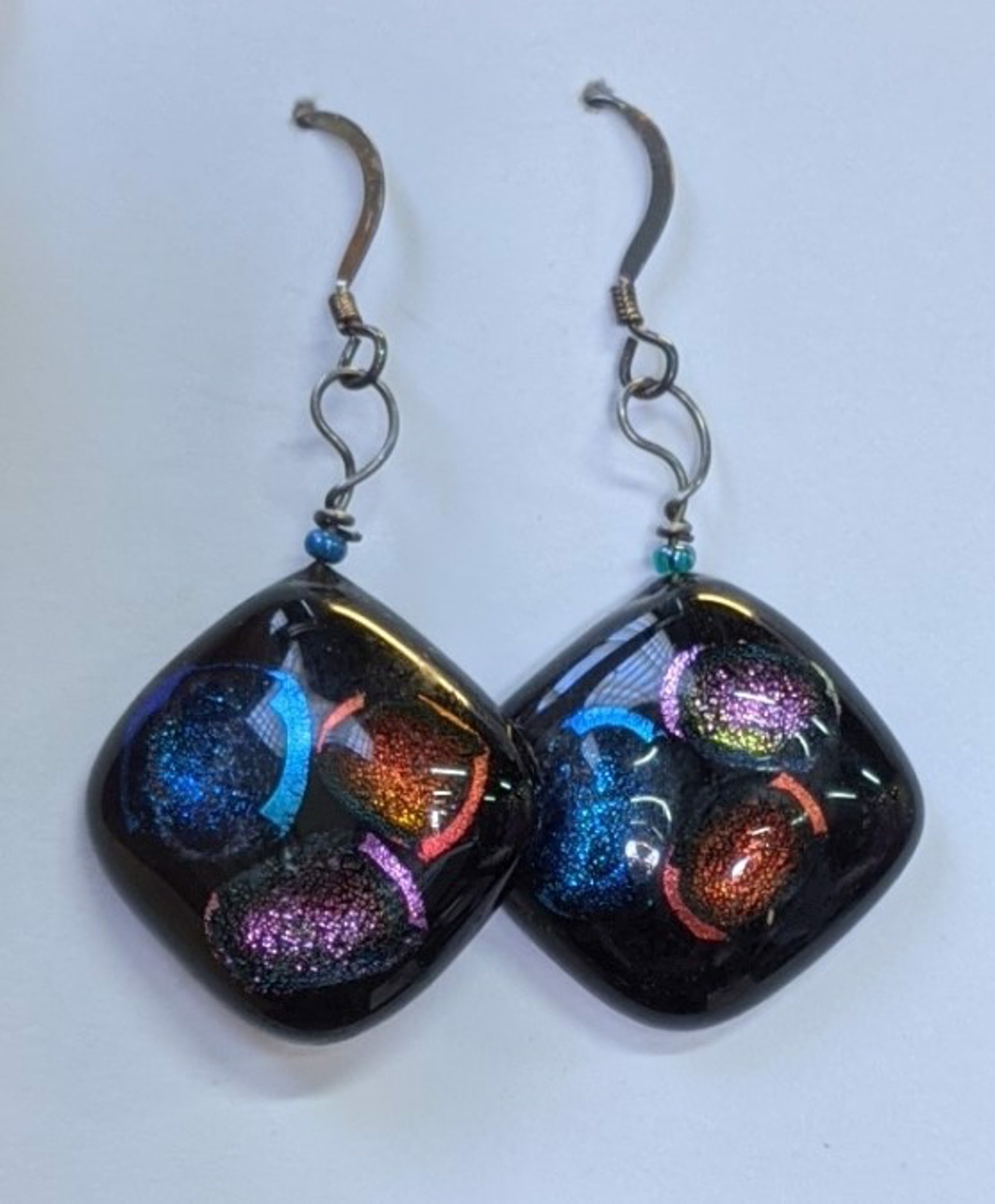 Multi colored diamond shaped earrings by Tracy Taft