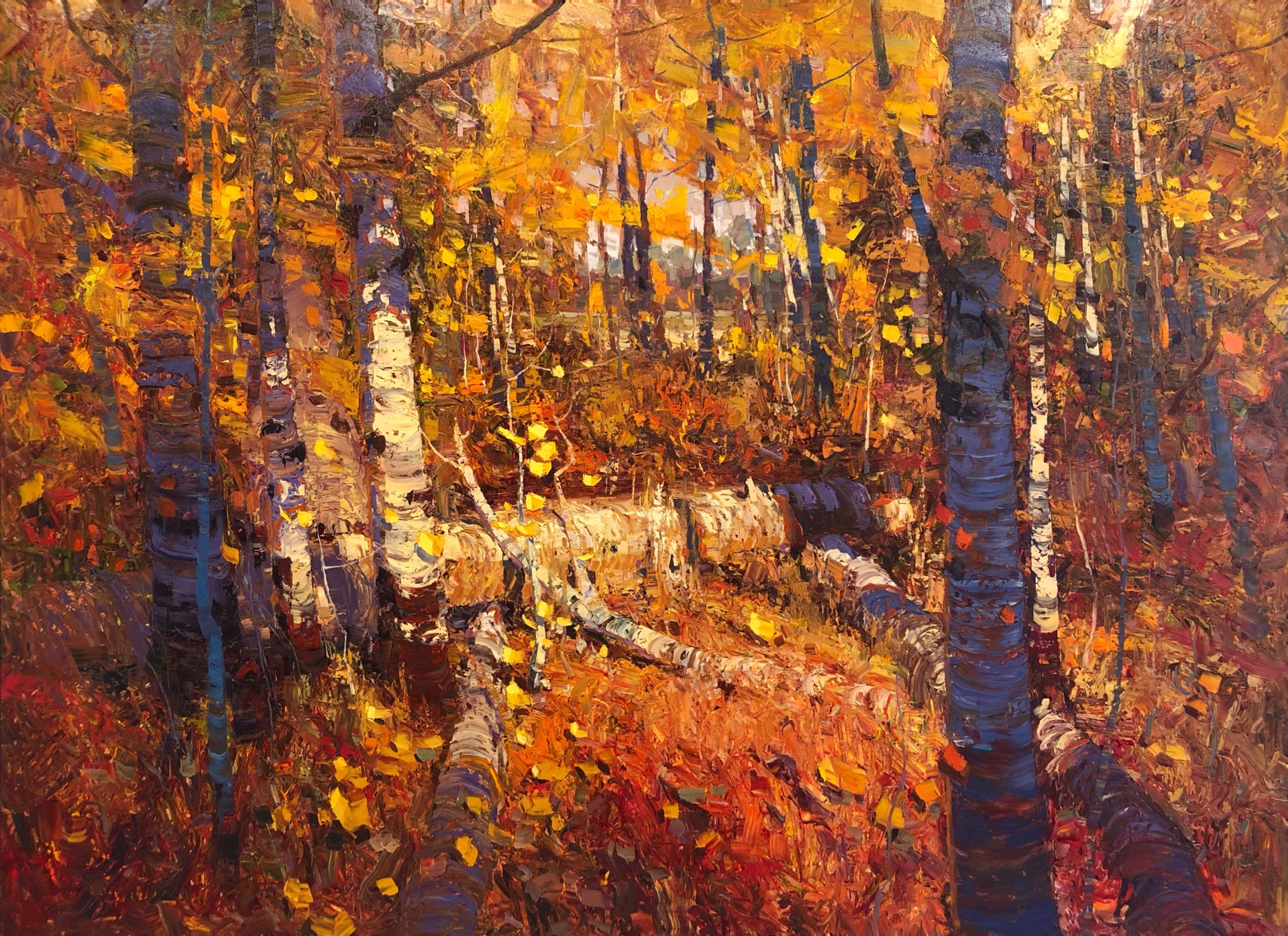 A Palette Knife Oil Painting Of Fall Aspens In A Dense Forest By Silas Thompson At Gallery Wild