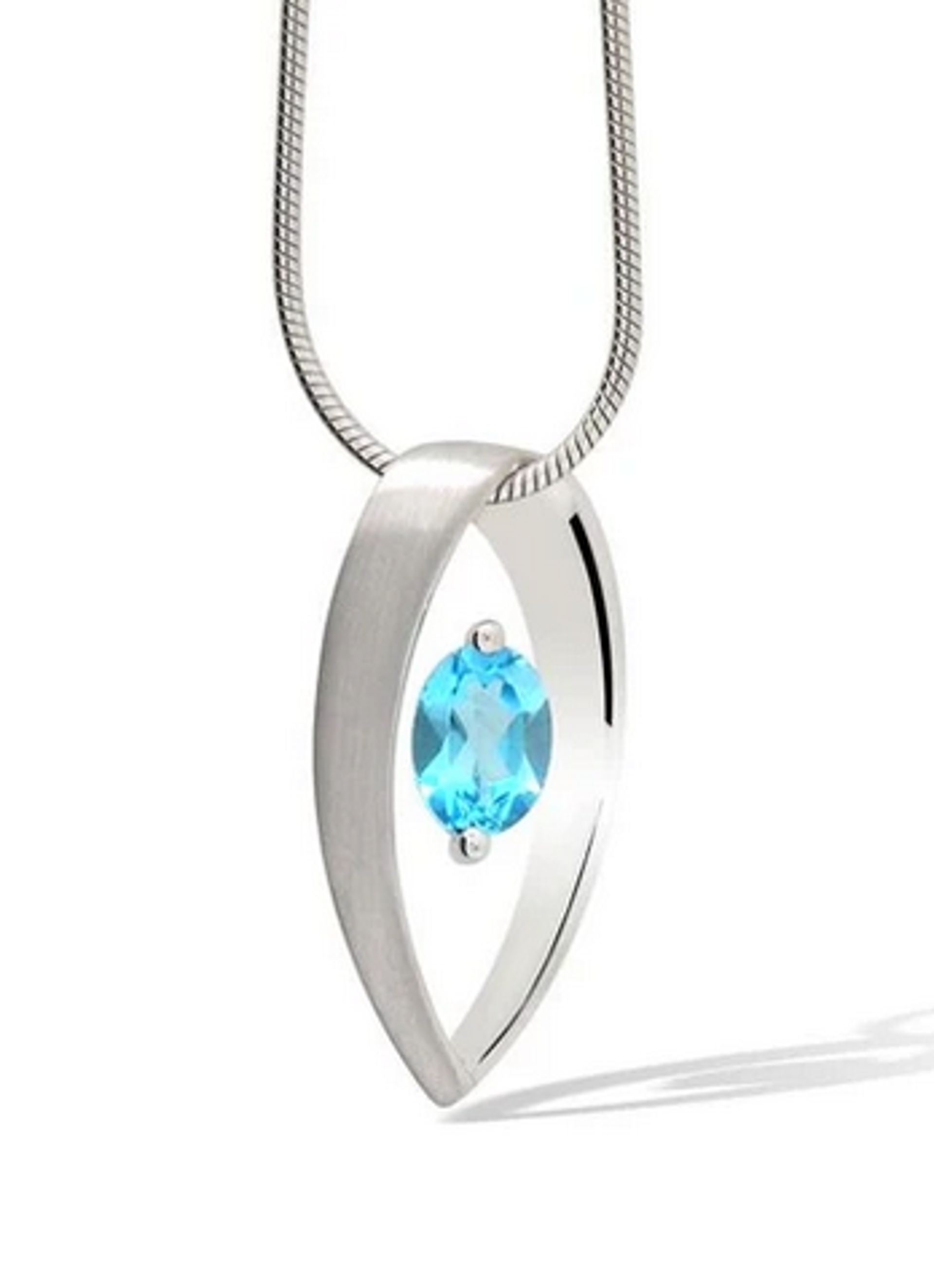 Pendant - Blue Topaz Droplet With Polished Sterling Silver  P7320BT by Joryel Vera