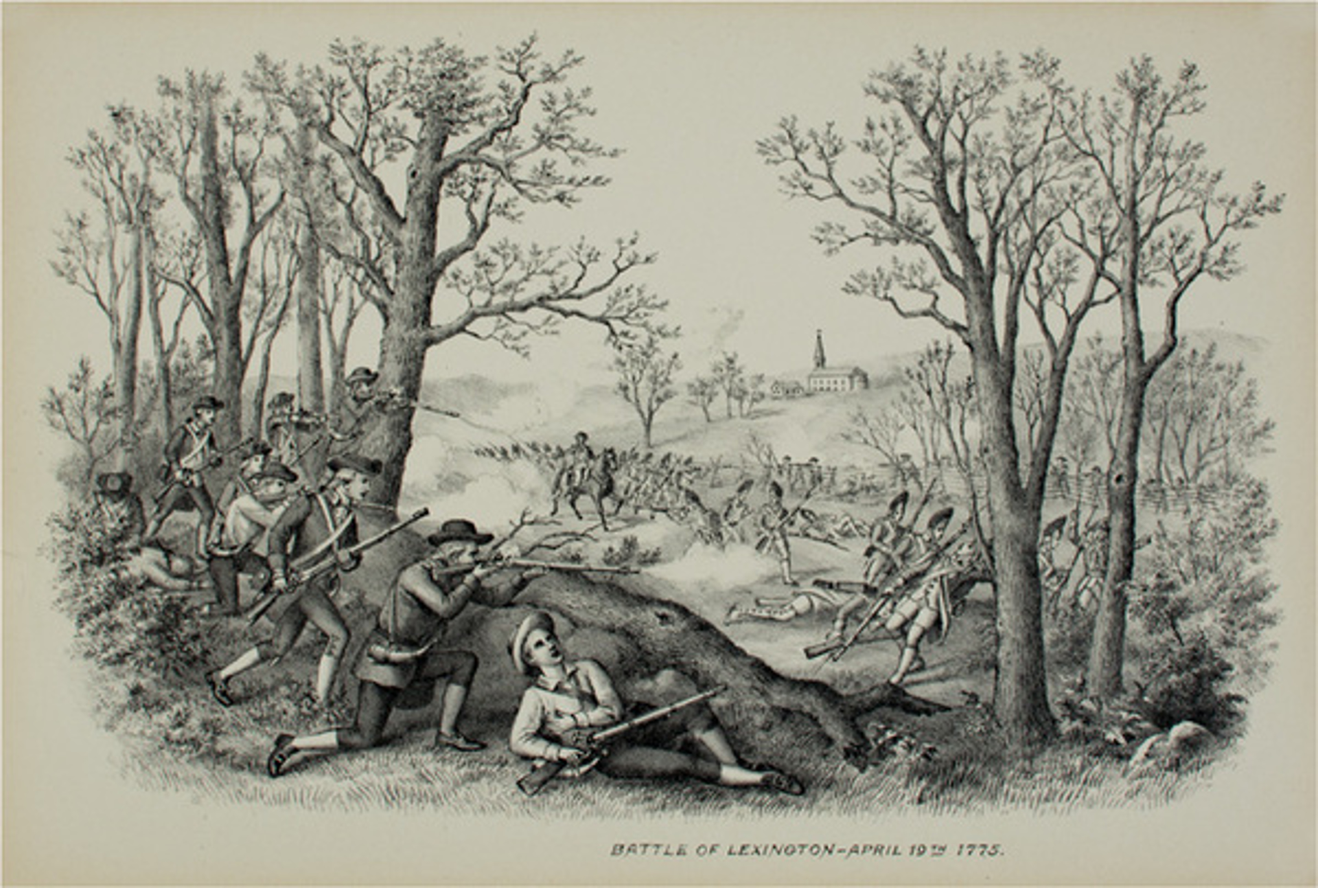 Battle of Lexington, April 19, 1775 by Kurz & Allison