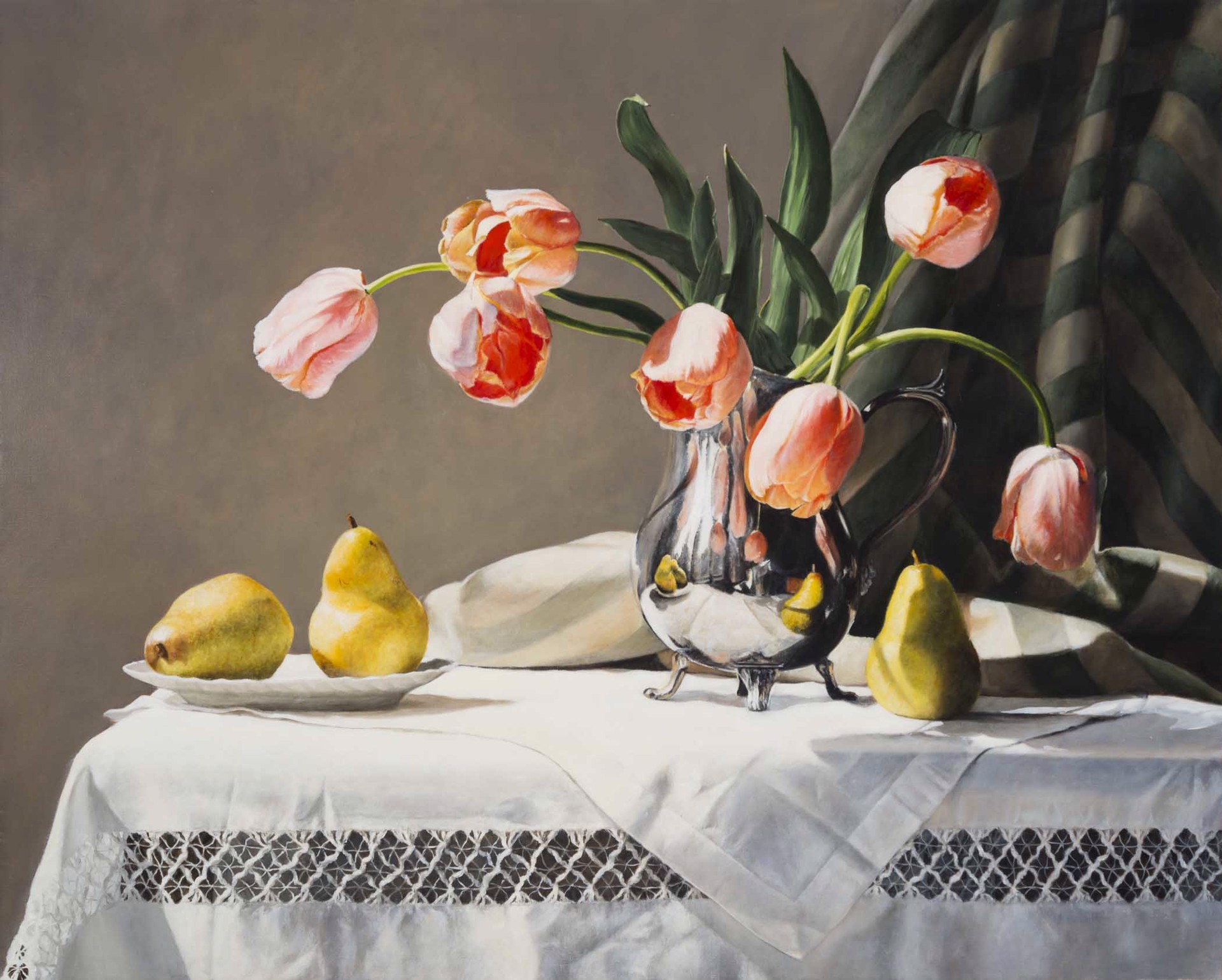 Tulips in a Silver Pitcher by Cora Ogden
