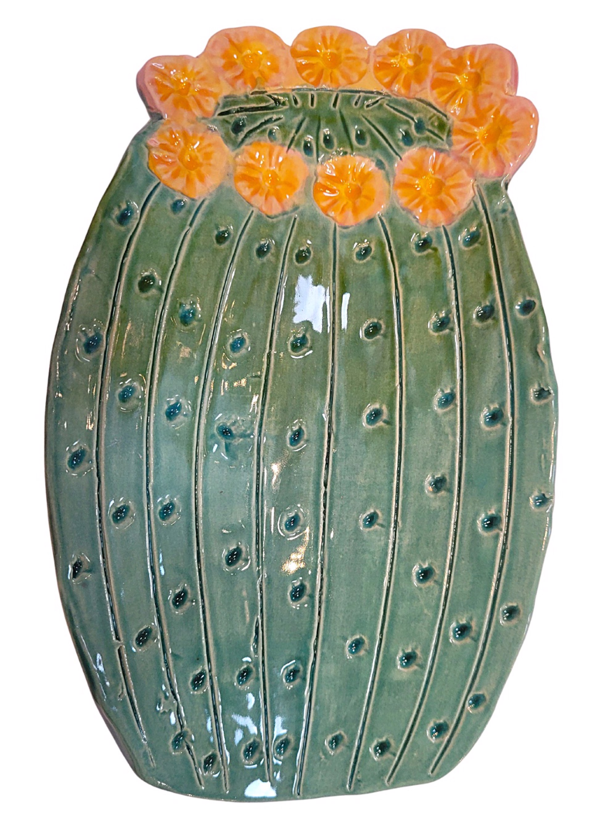 Long Barrel Cactus Spoon Rest-Yellow Flowers by Robin Chlad