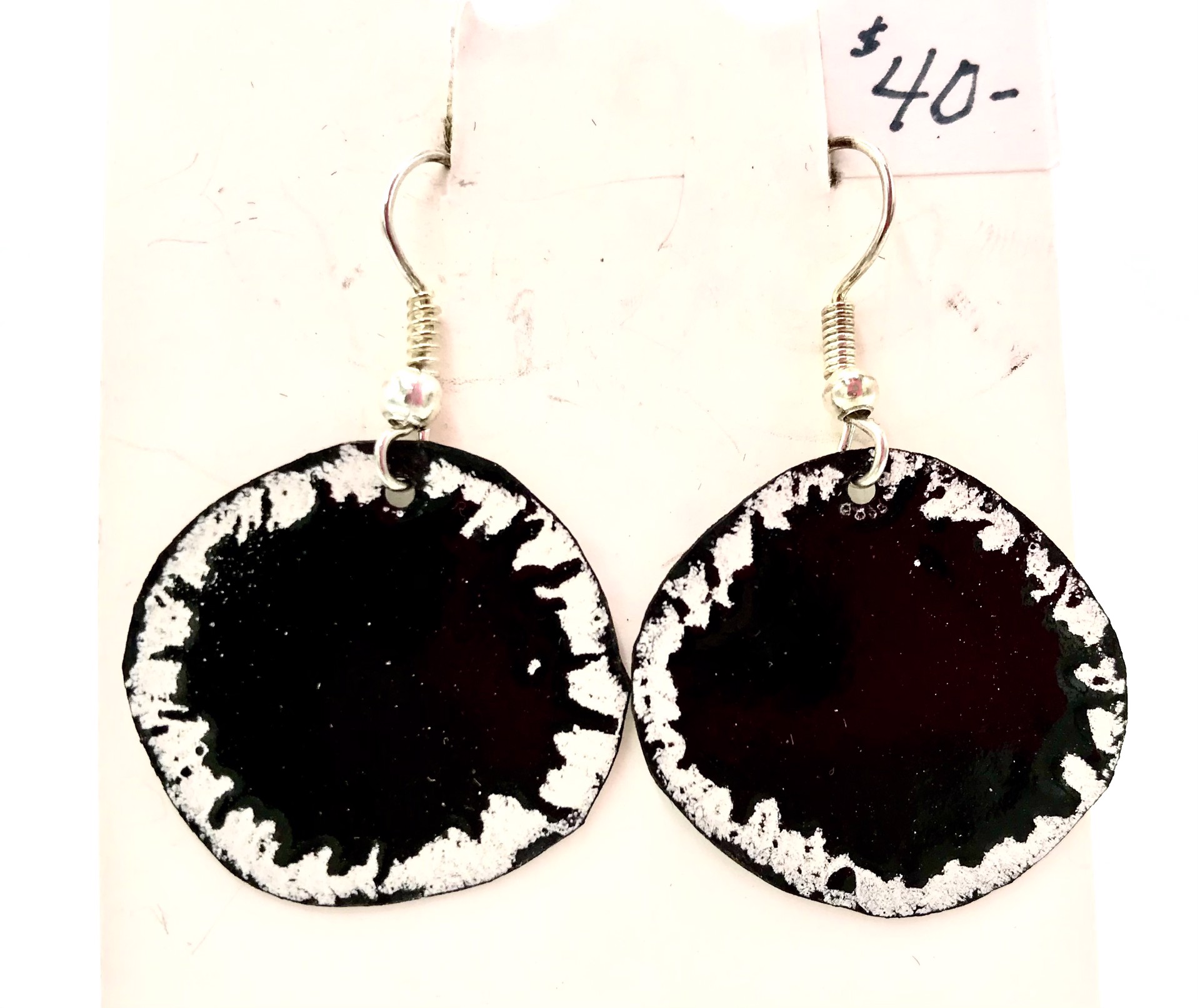 Earrings- Black & White- Round by Cathy Talbot