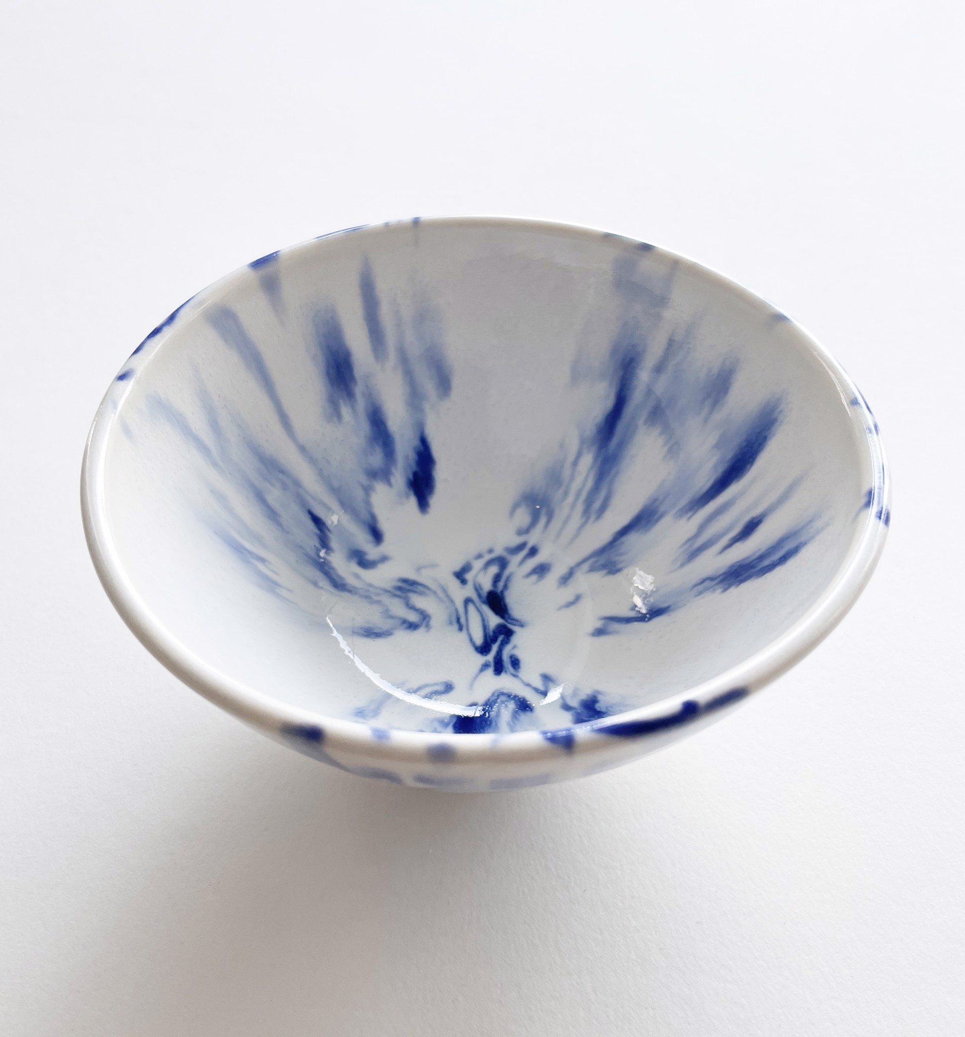 Medium Blue and White Bowl by Bean Finneran
