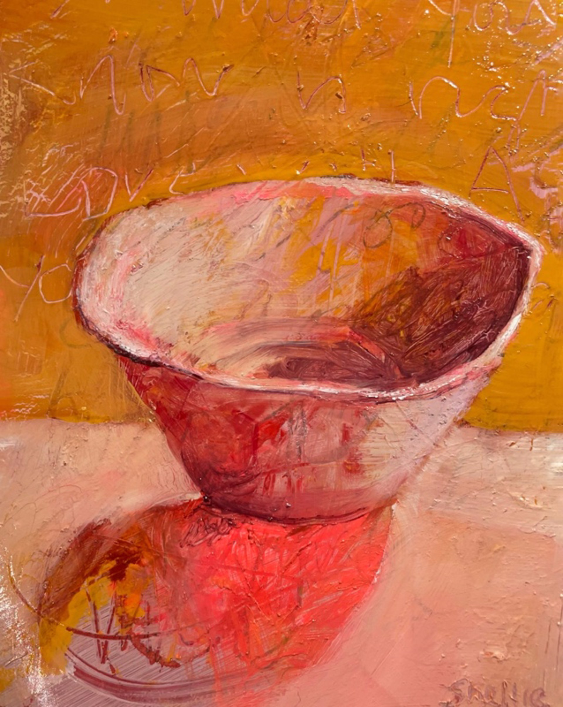 Pink Okra Bowl by Shellie Lewis Crisp