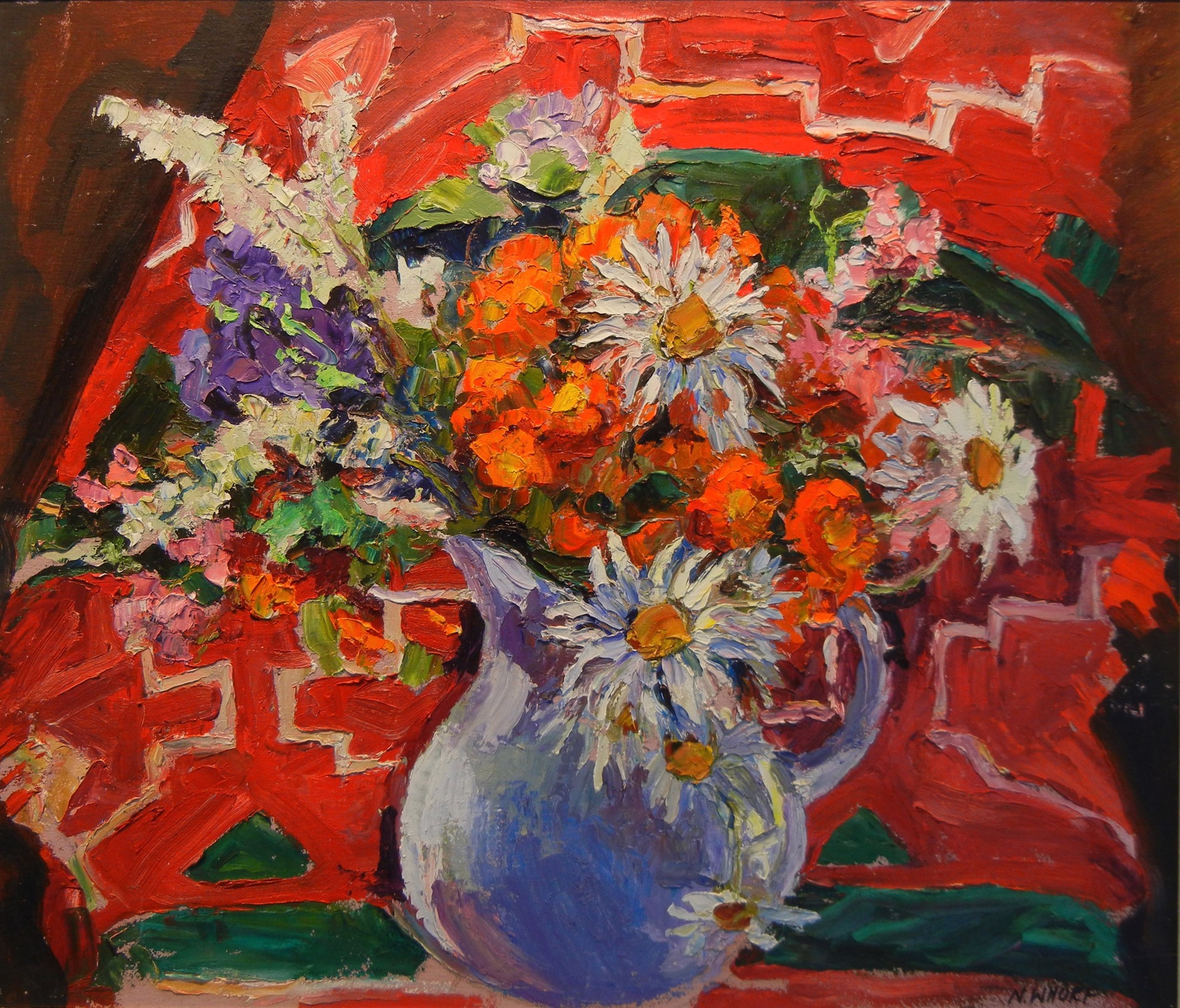 Flowers on Red by Nancy Whorf