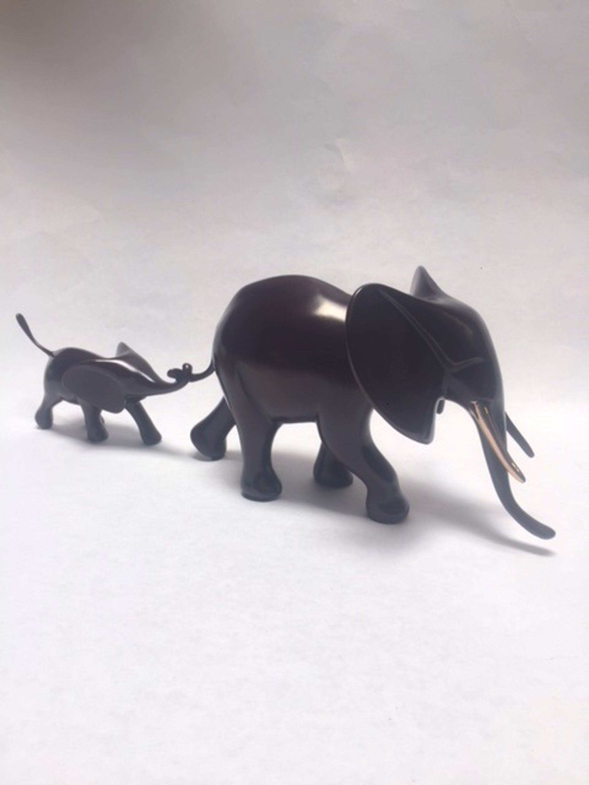 Elephant and Baby, Marching - Burgundy by Loet Vanderveen