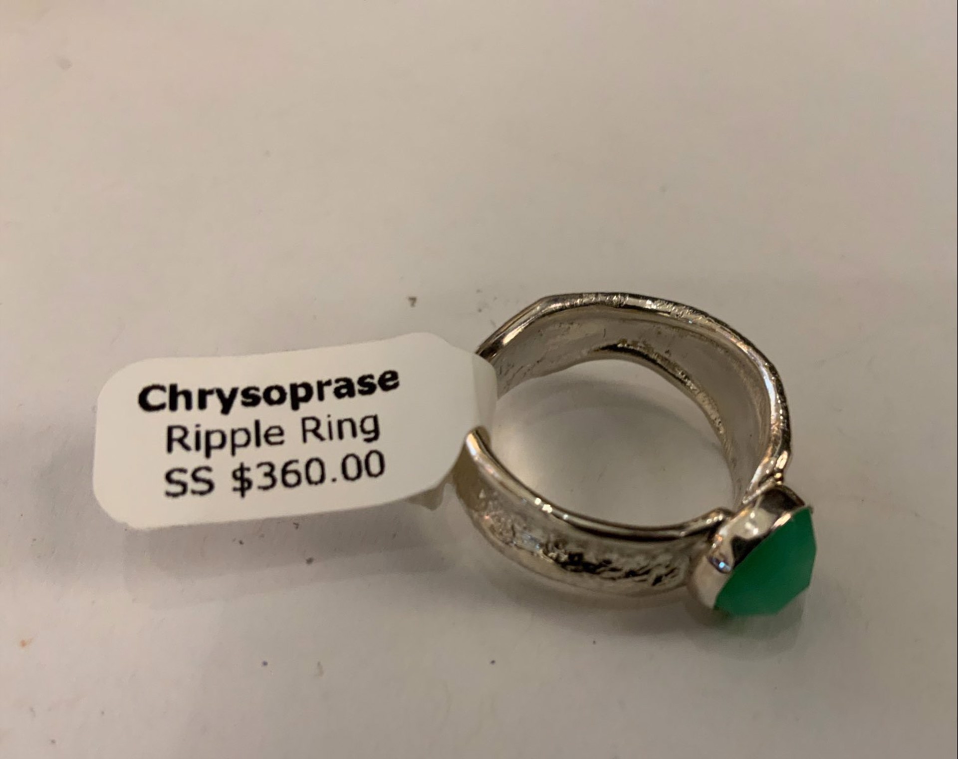 Chrysoprase Sterling Silver Ripple Ring by Kristen Baird