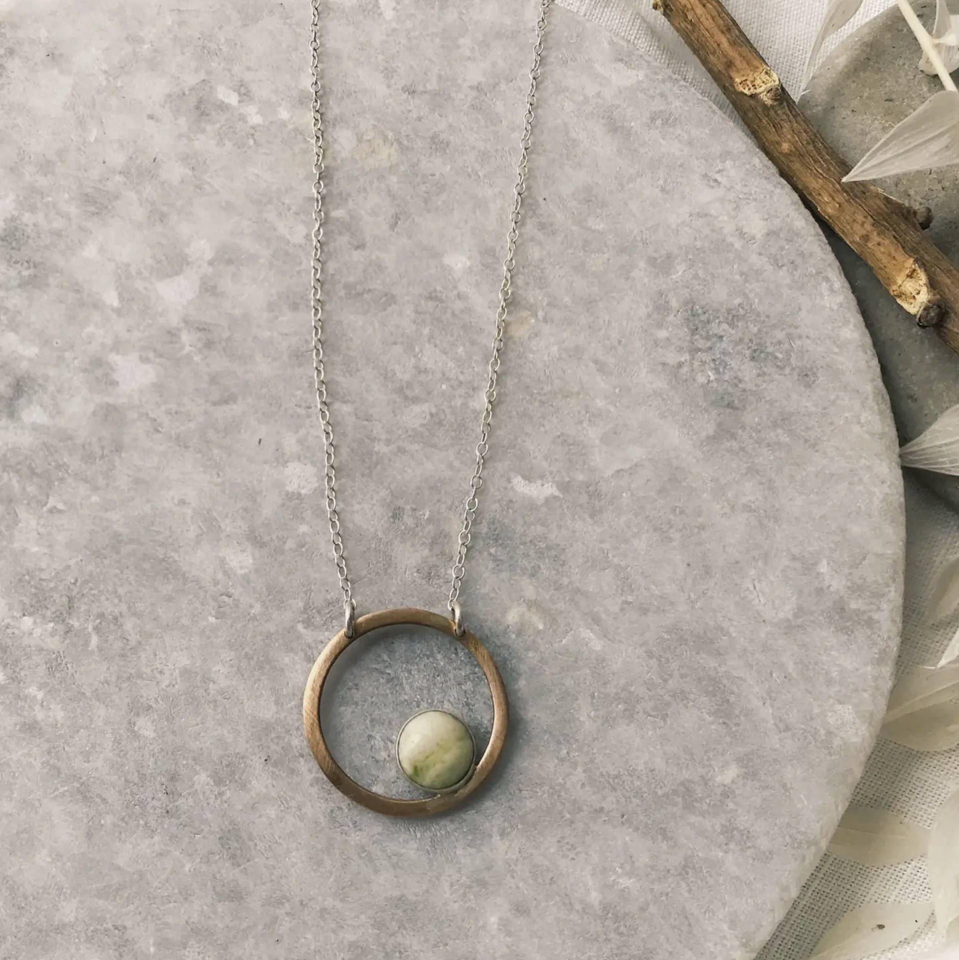 Serpentine Bronze Circle Necklace by Modern Madini