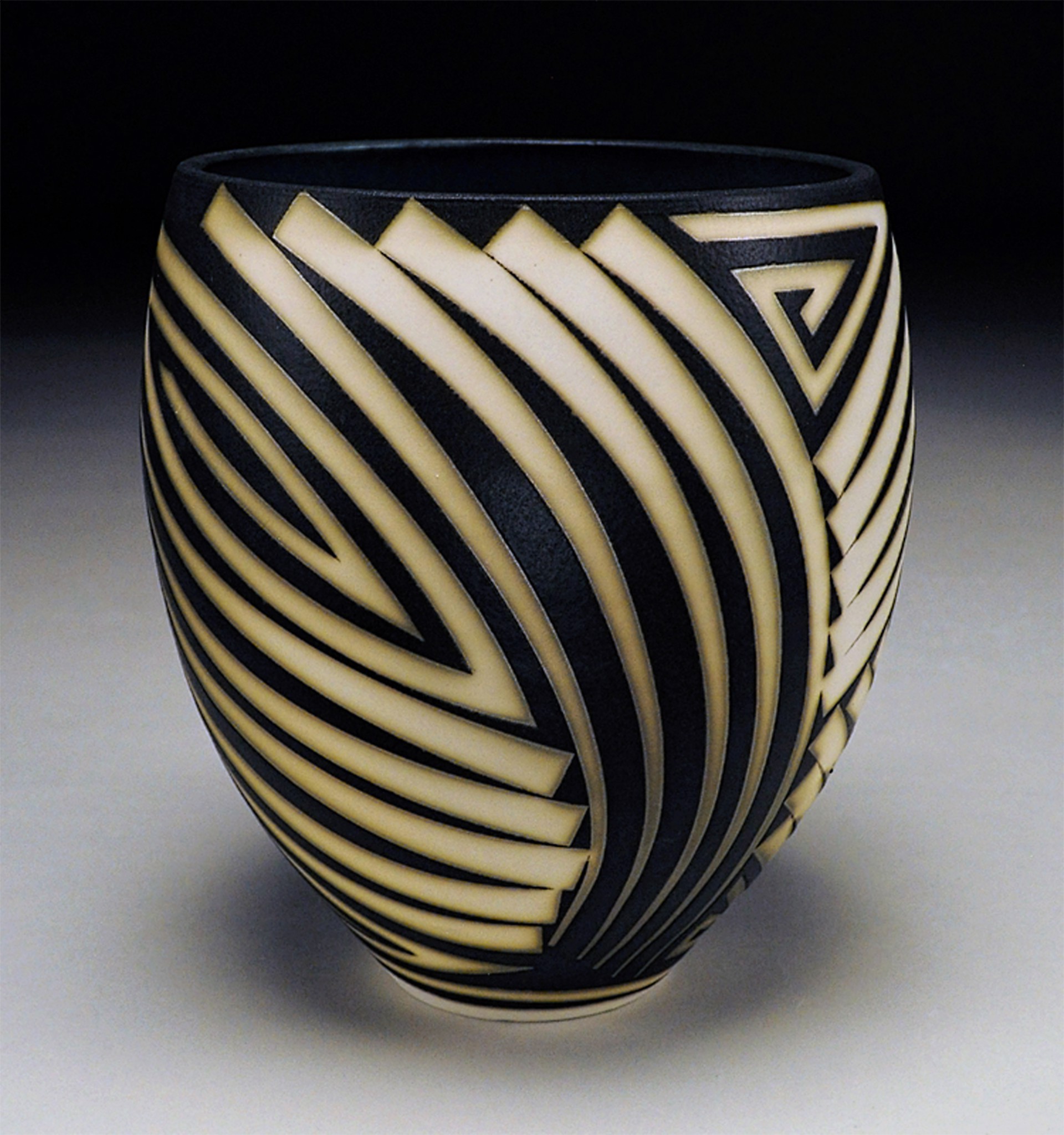 #44, Tall Bowl with Feathers by N B