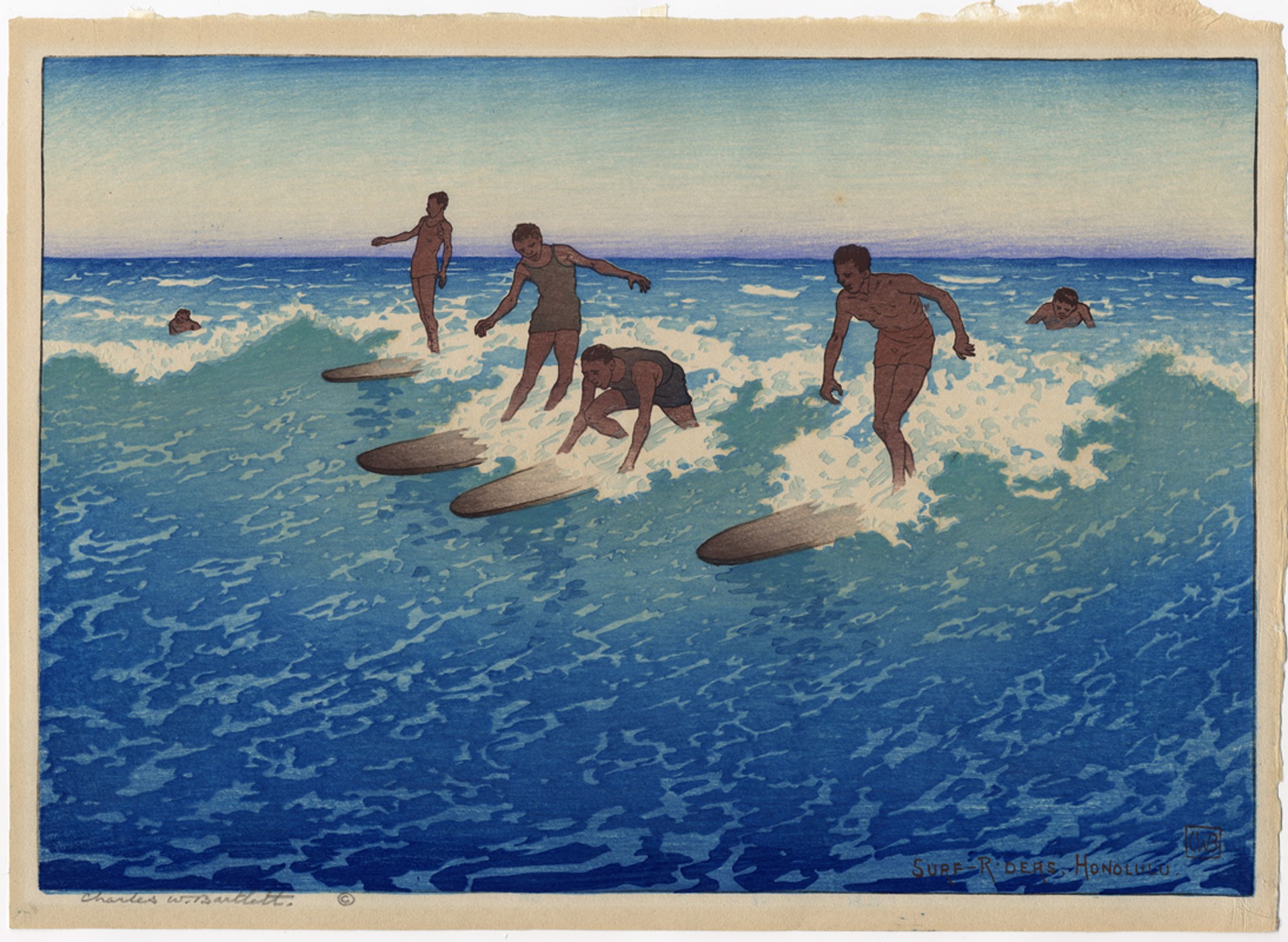 Surfers, Waikiki by Charles Bartlett
