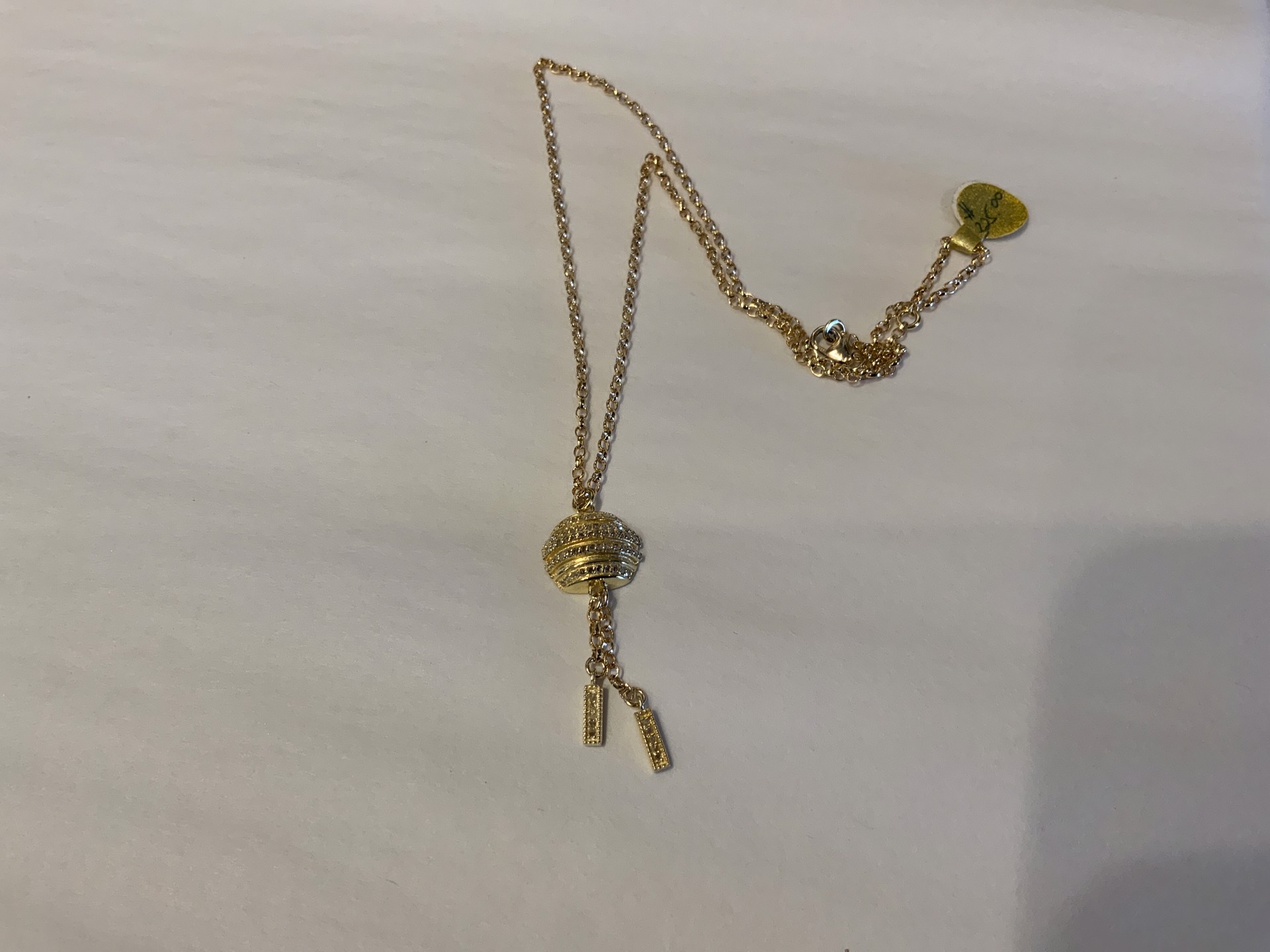 Gold Vermeil and Pave Diamond Drop Necklace by Karen Birchmier