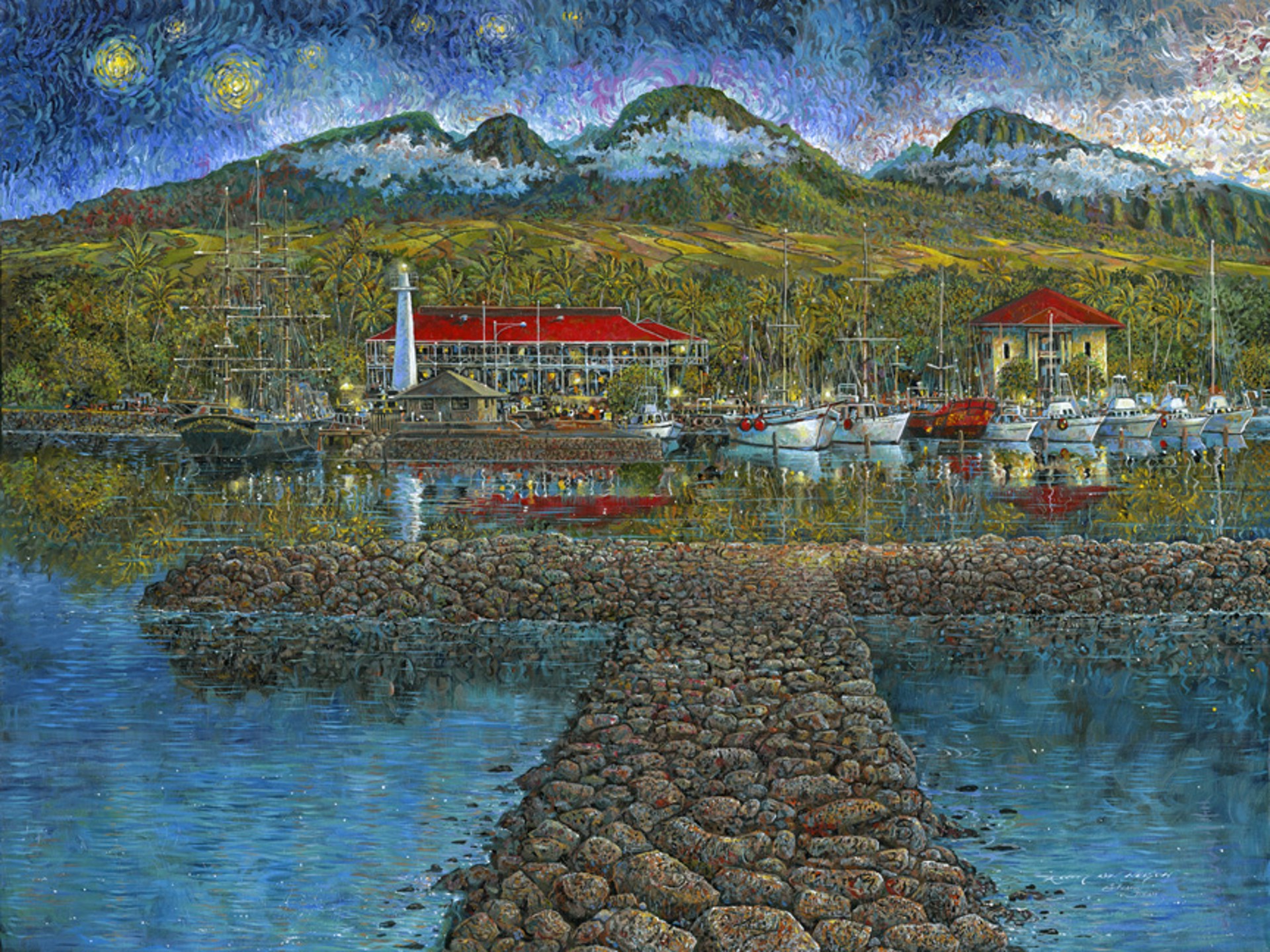 Starry, Starry Dawn In Lahaina by Robert Lyn Nelson