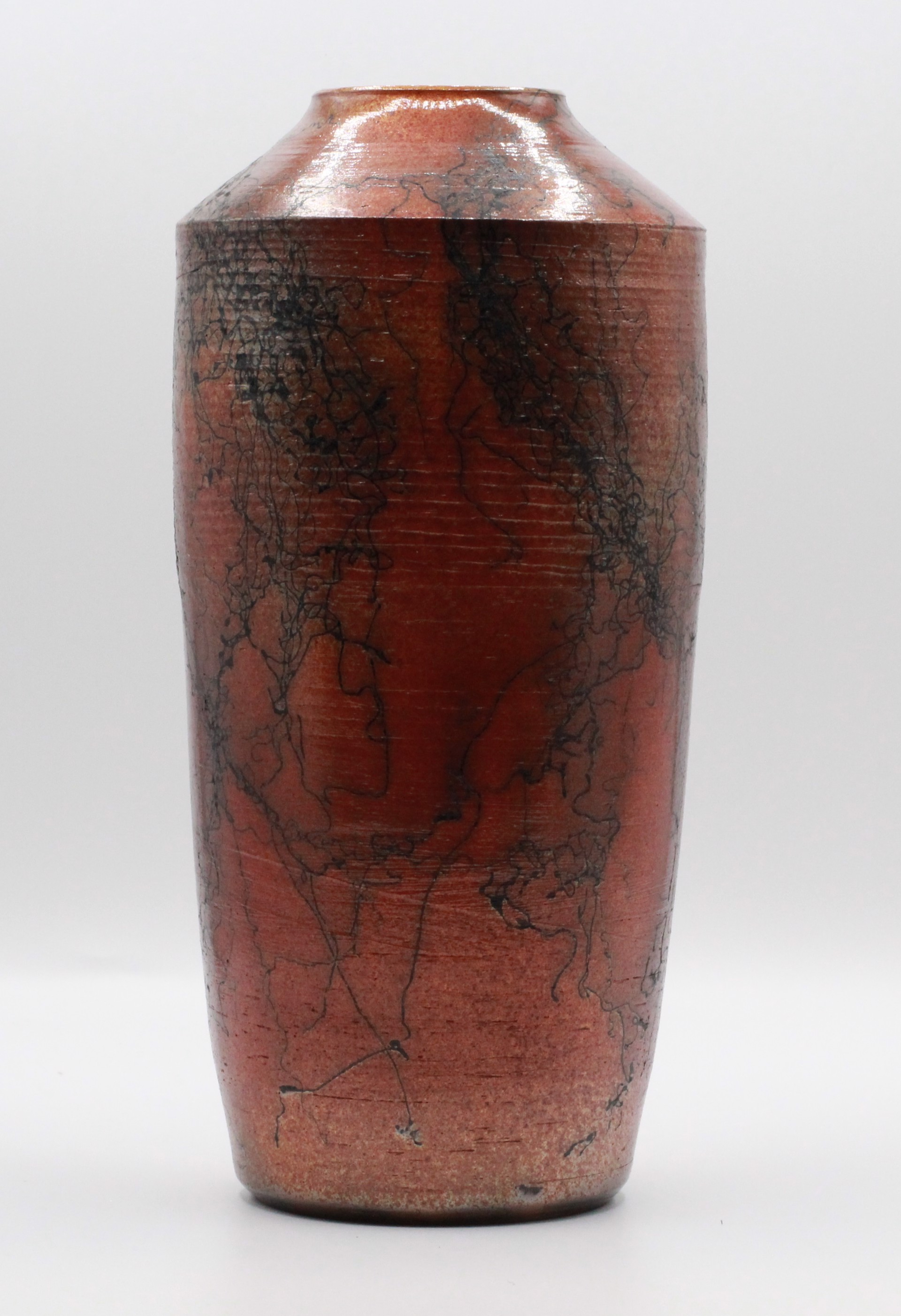 Tall Copper Raku Vase by Kevin Silkwood