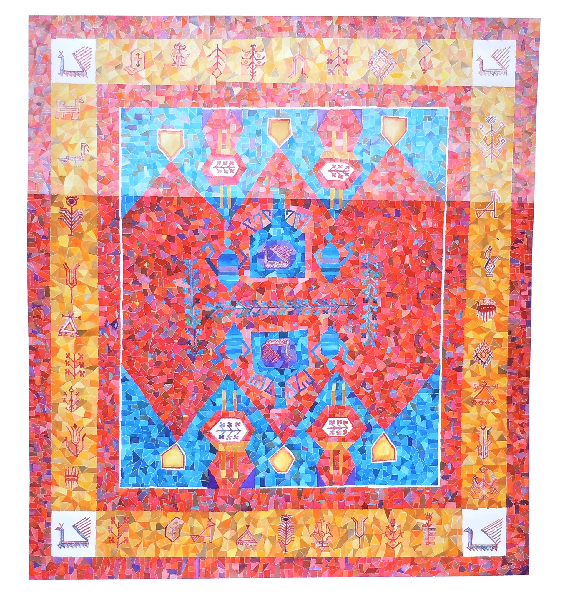 Red Turkish Carpet with Abrash by Missy Dunaway
