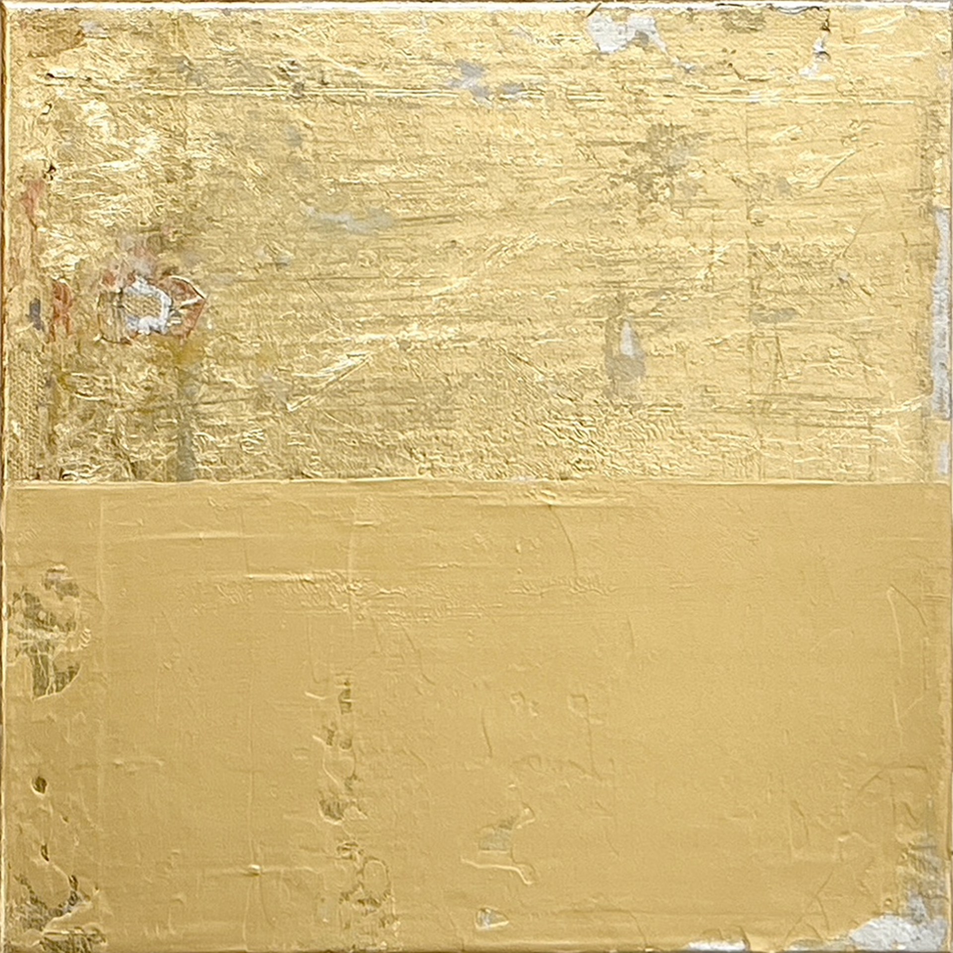 Gold And Gold (GG053) is 1 of 4 gold leaf mixed media panels from Japanese painter and artist Takefumi Hori.