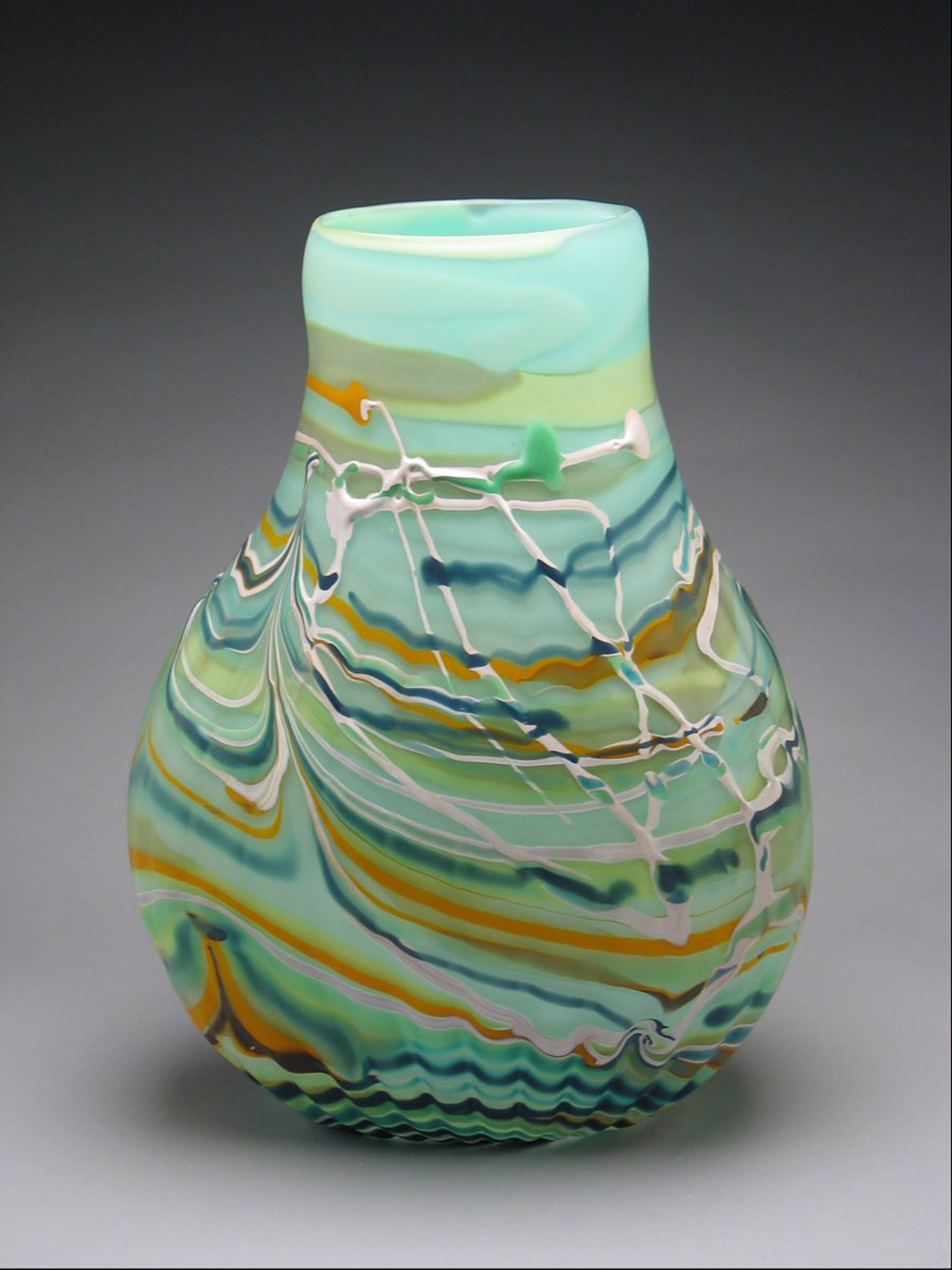 Mint with Orange Painted Pot by Rene Culler